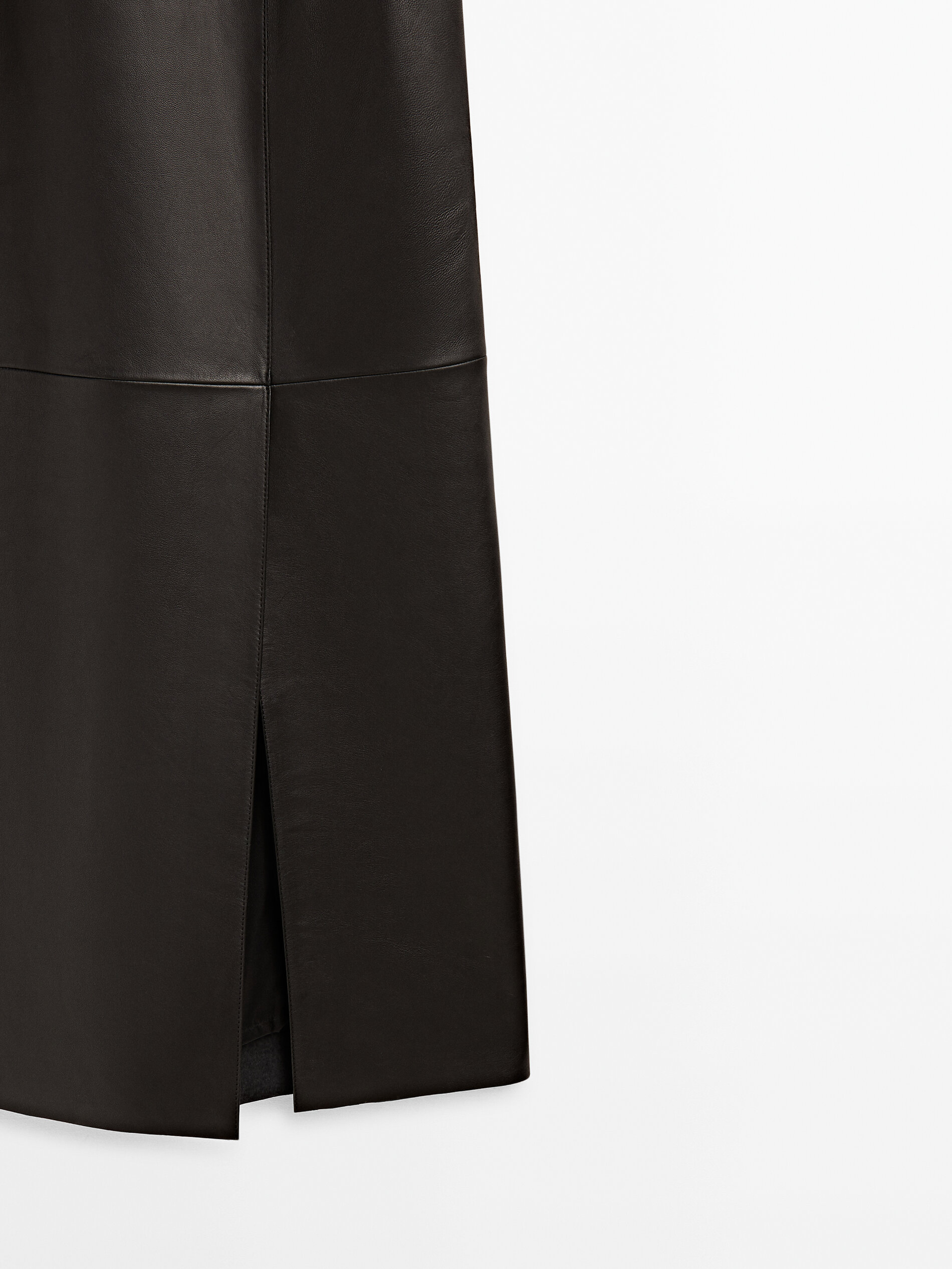 Vestido midi negro piel napa - NEGRO