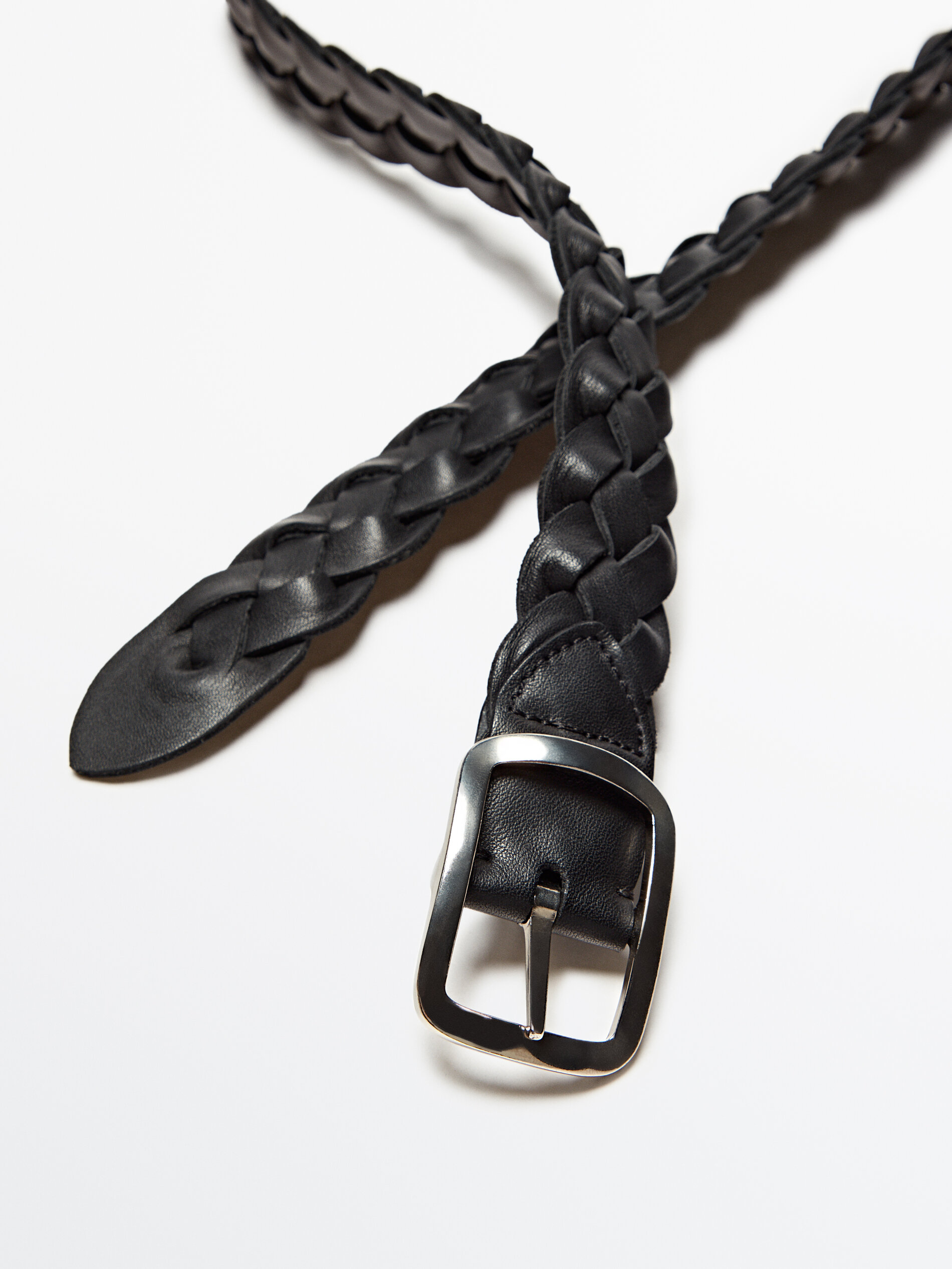 Cinturón trenzado piel reversible - NEGRO