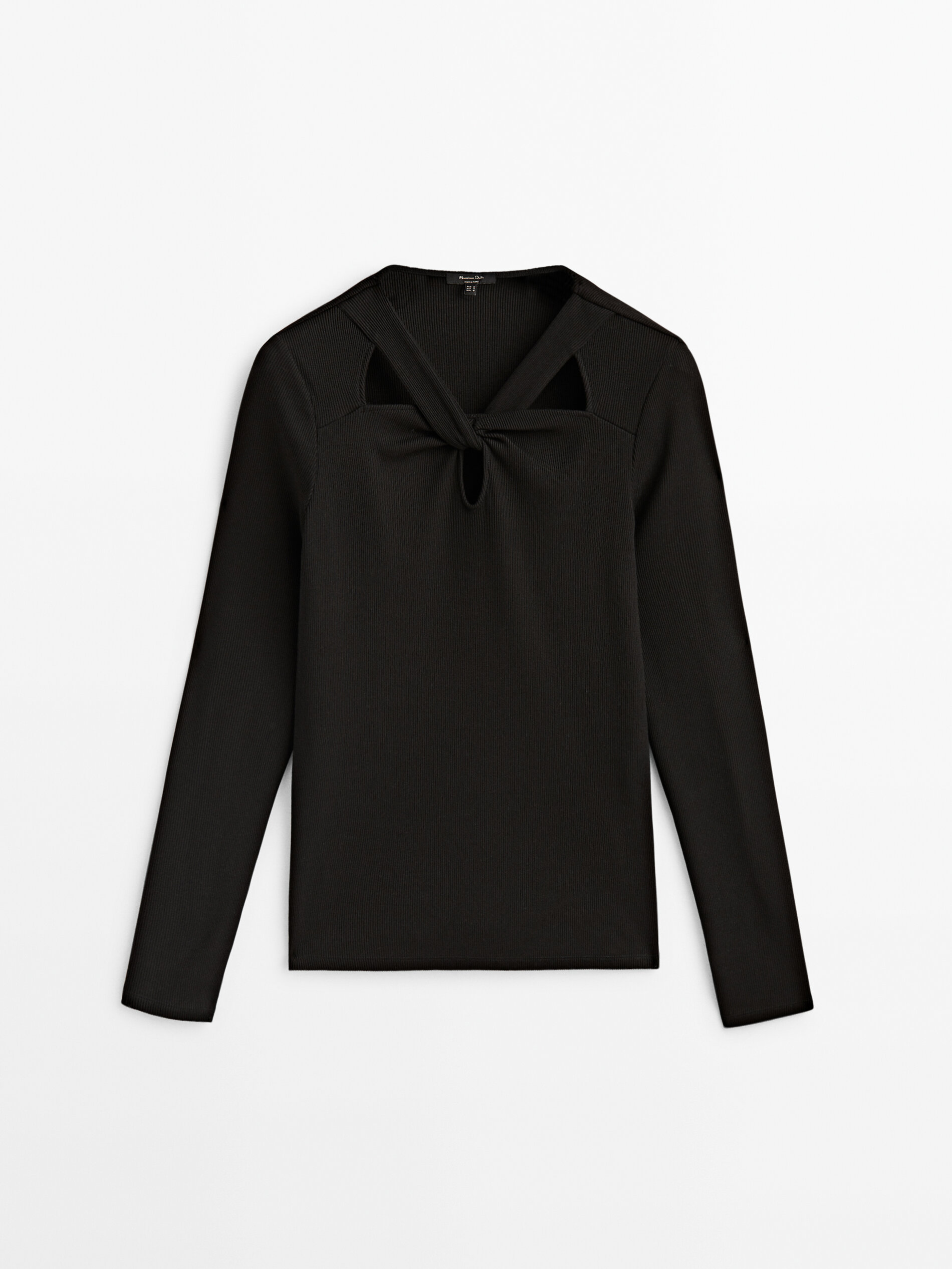 Camiseta cut out canalé - NEGRO