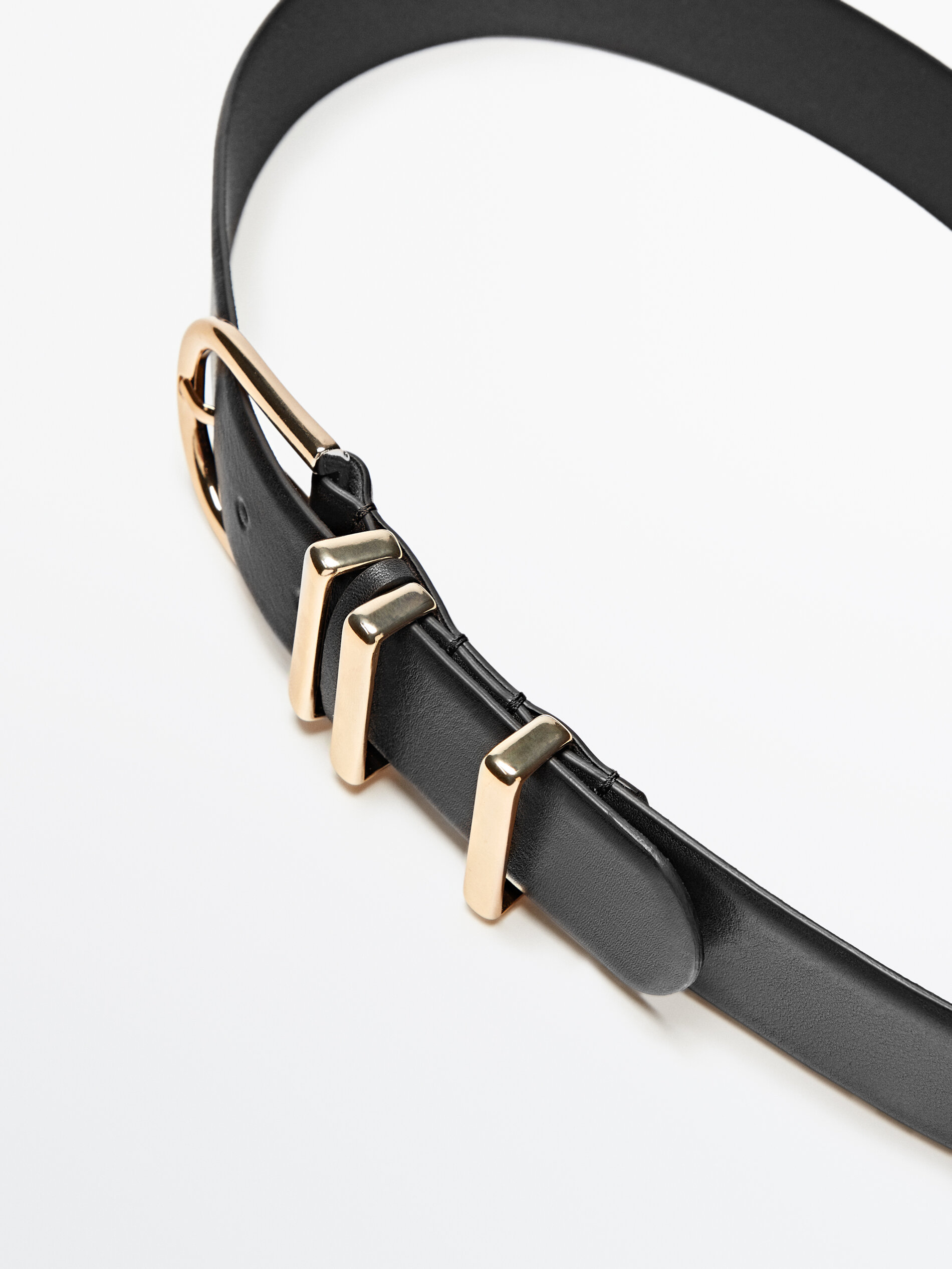 Cinturón piel triple pasador - NEGRO