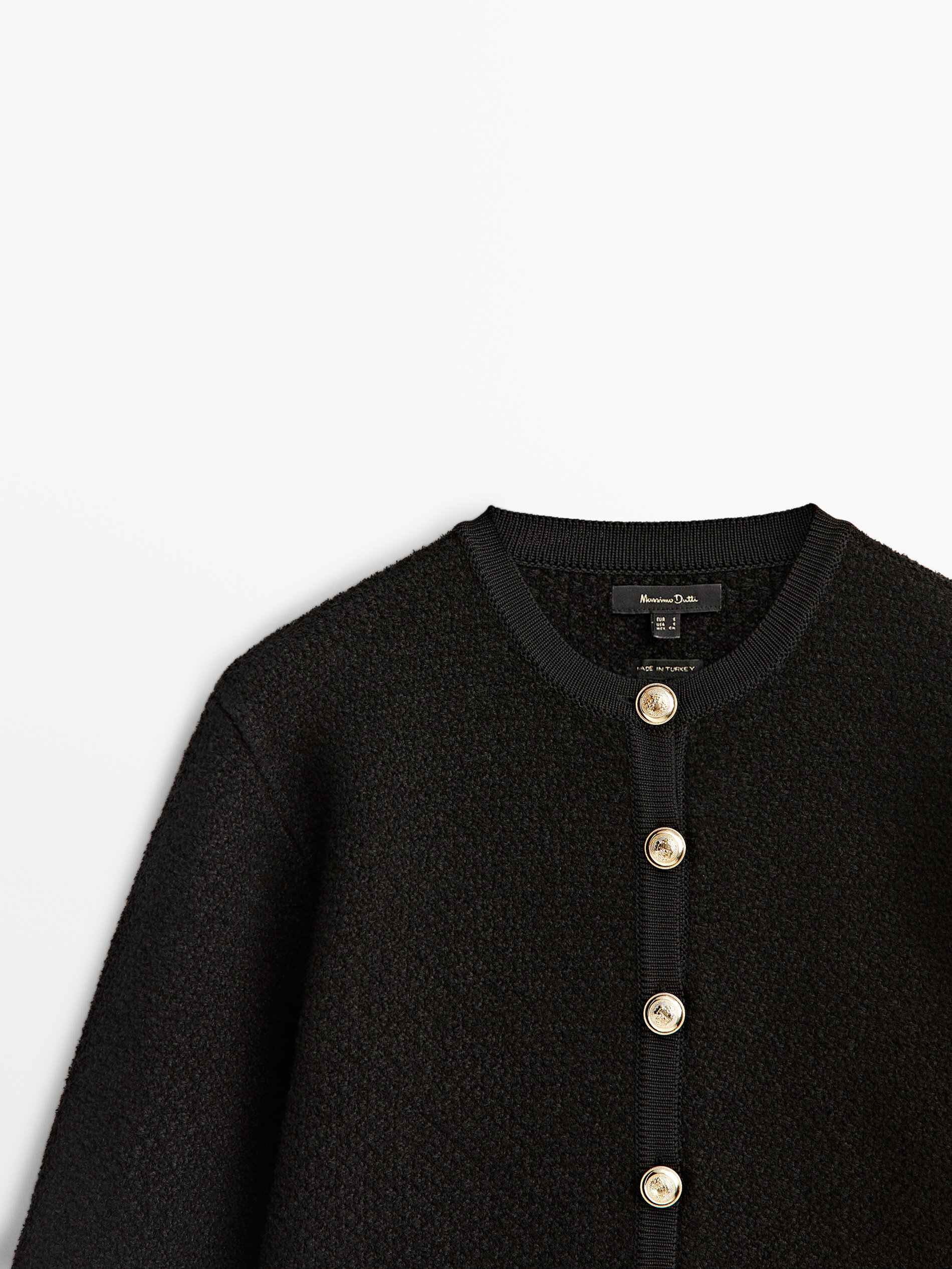 Cárdigan punto bouclé bolsillos - NEGRO