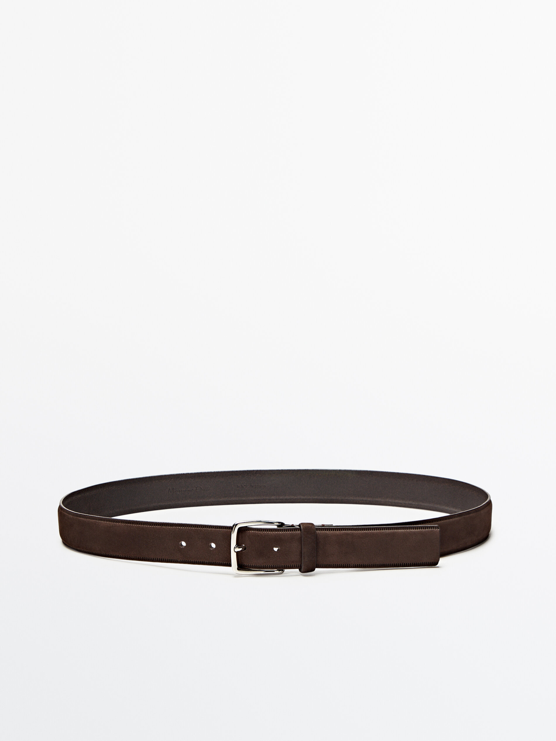 Cinturón piel nobuck - MARRÓN