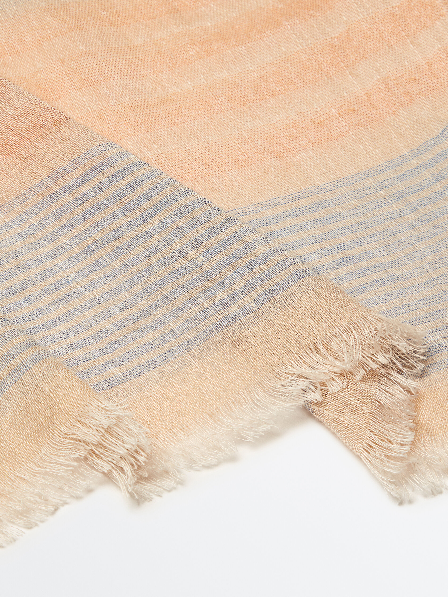 Fular rayas mezcla lino algodón - Beige