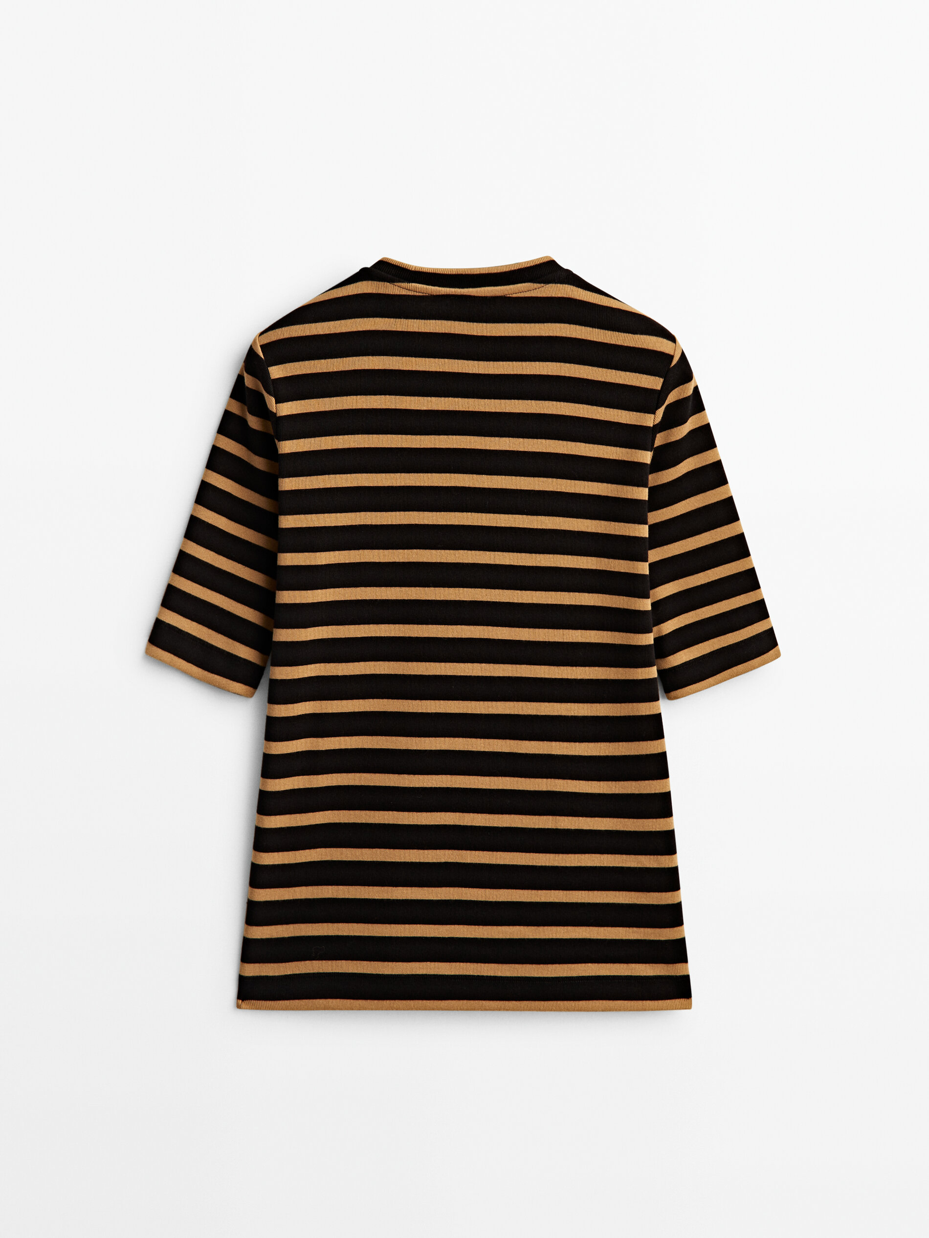 Camiseta rayas manga corta algodón - MARRÓN