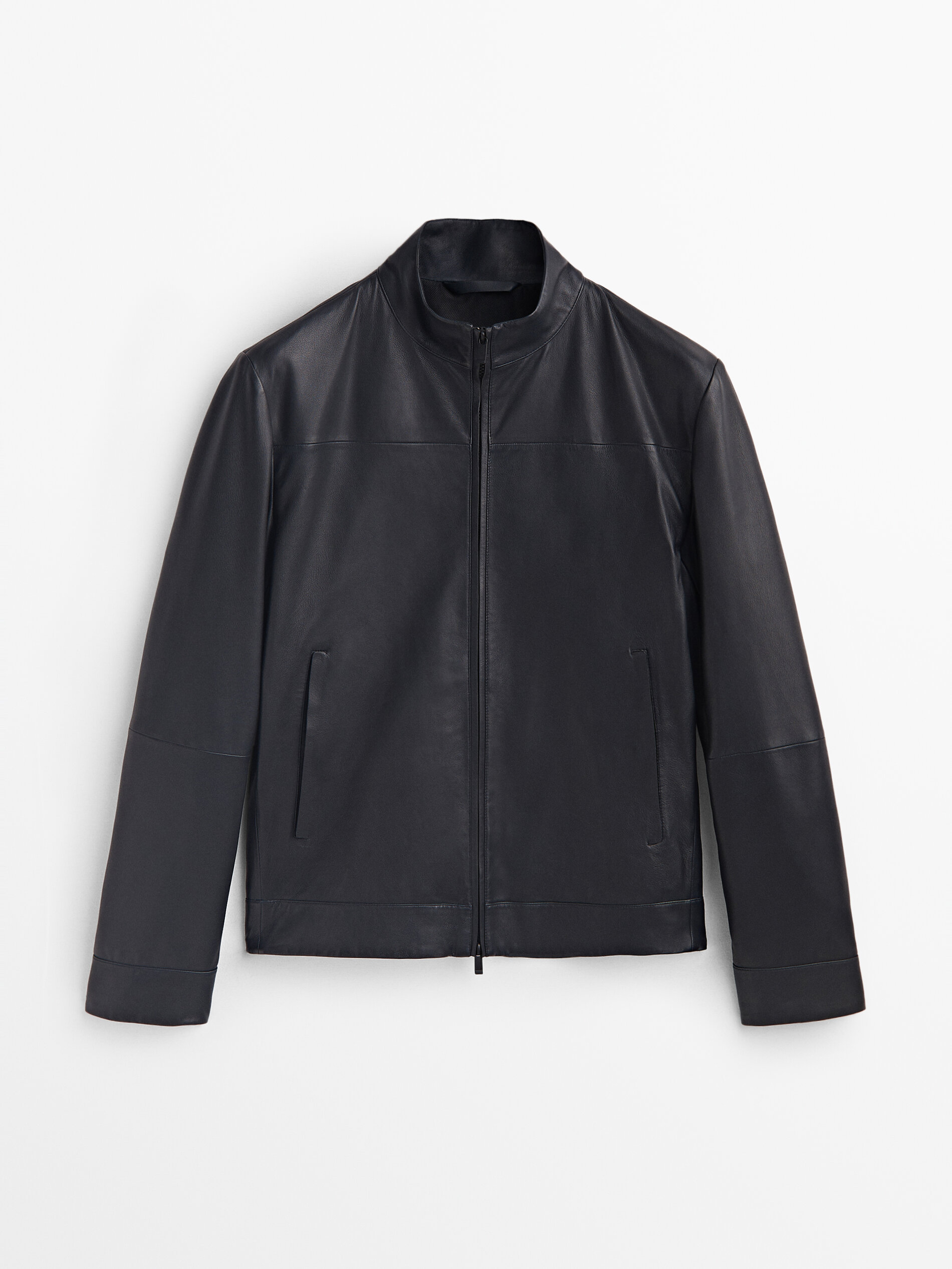 Cazadora piel napa azul - AZUL