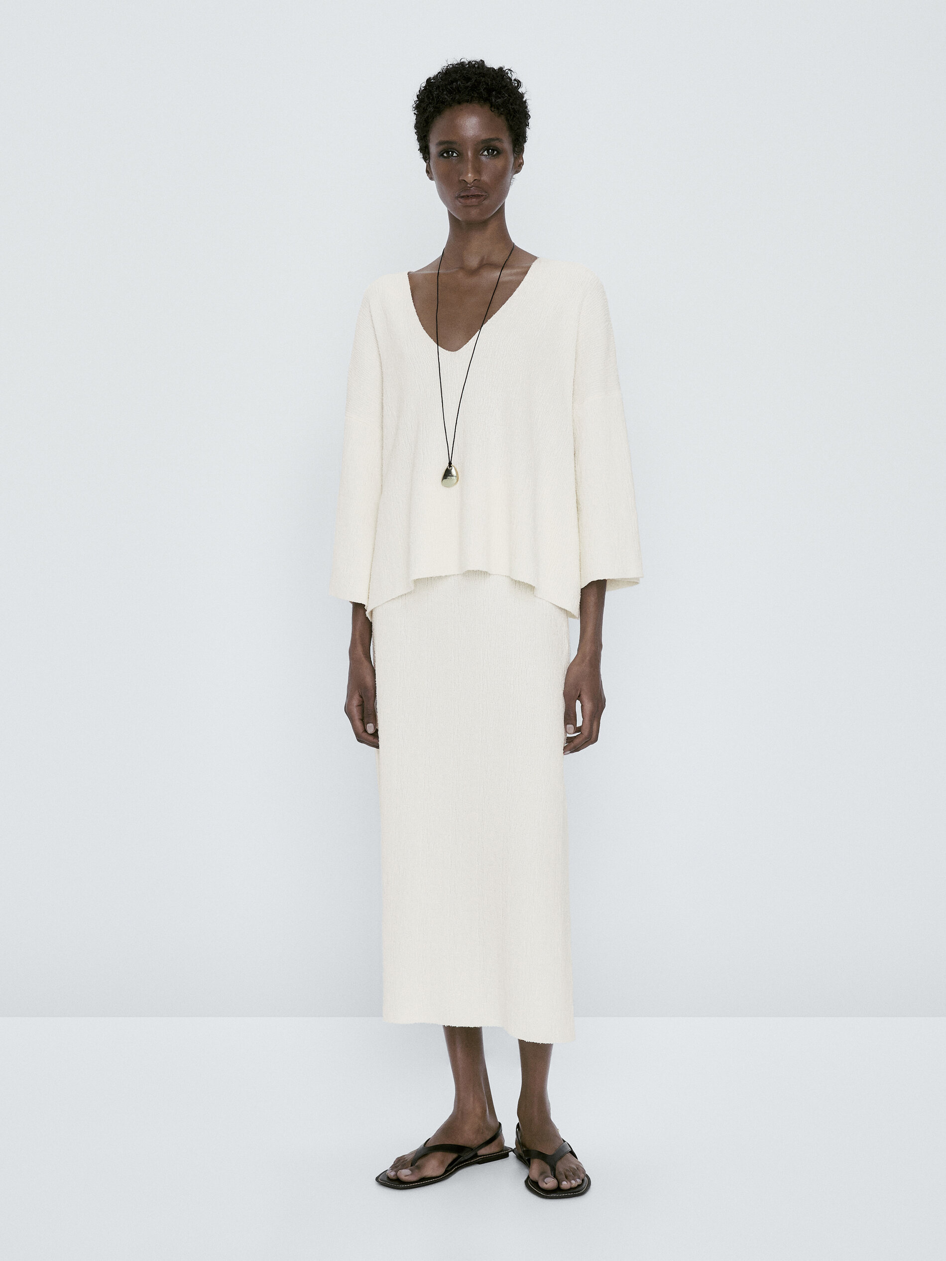 Jersey capa punto estructura cuello pico - CRUDO