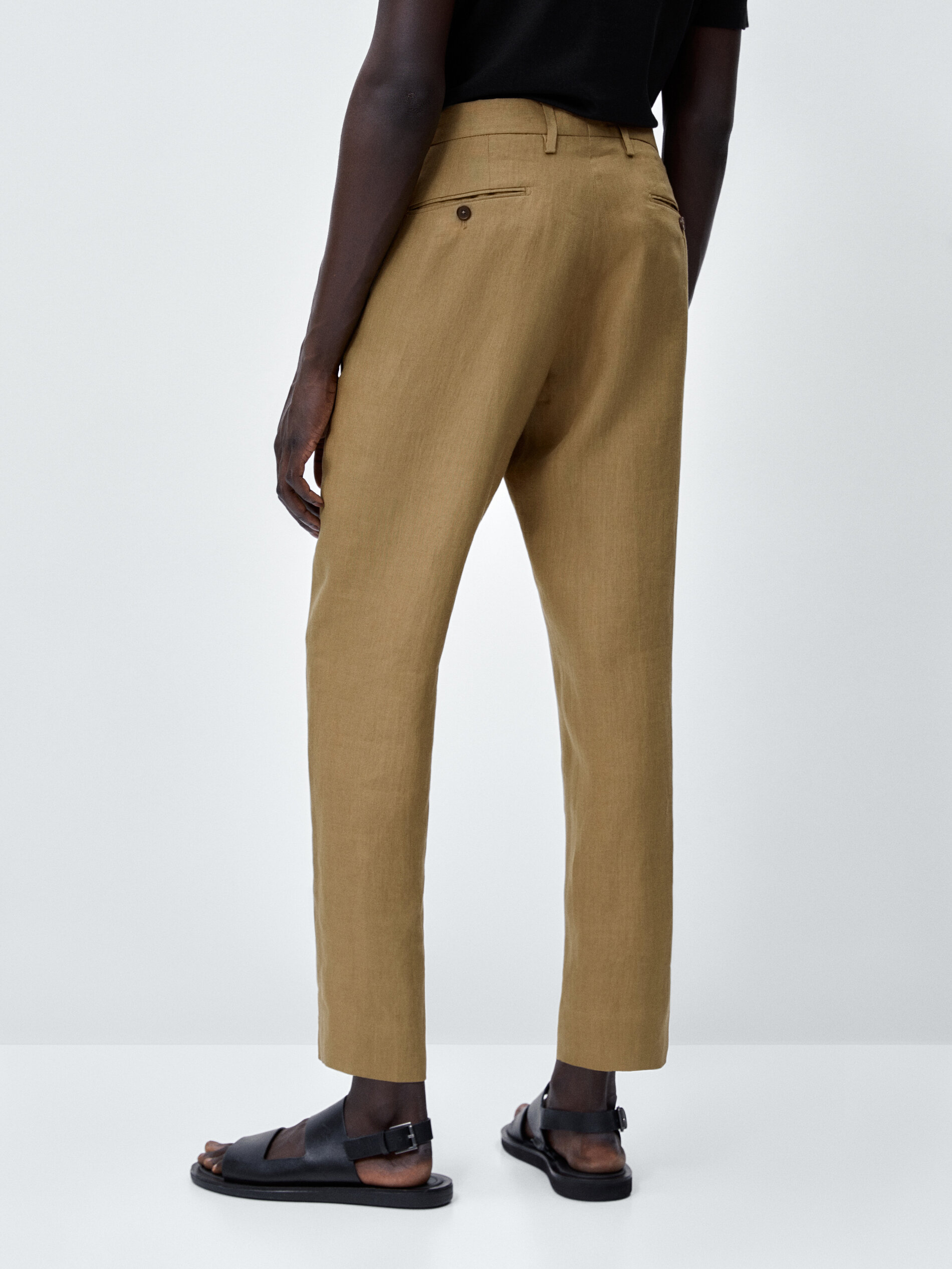 Pantalón traje 100% lino - BEIGE
