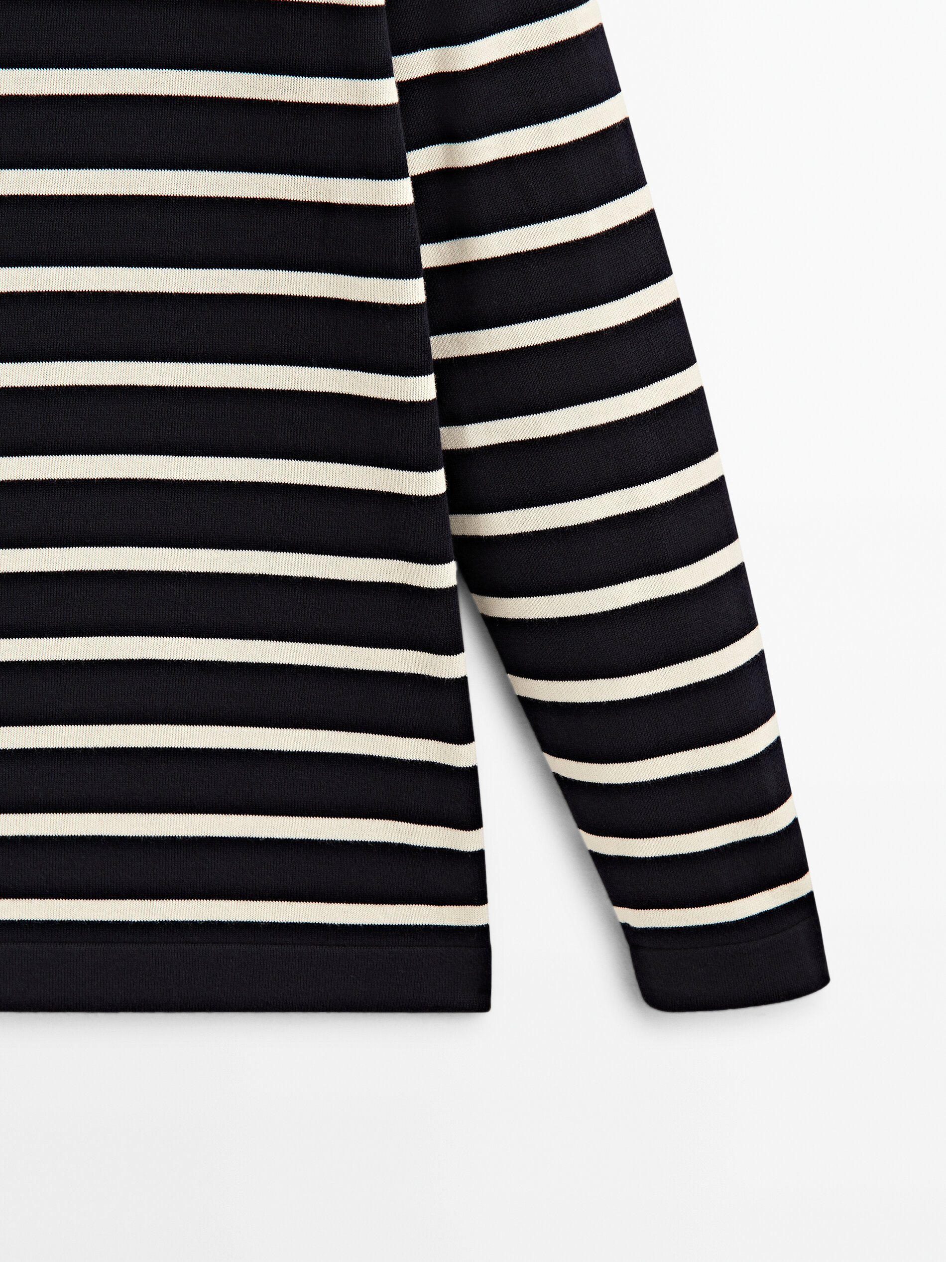 Jersey de punto rayas algodón extrafino - AZUL MARINO