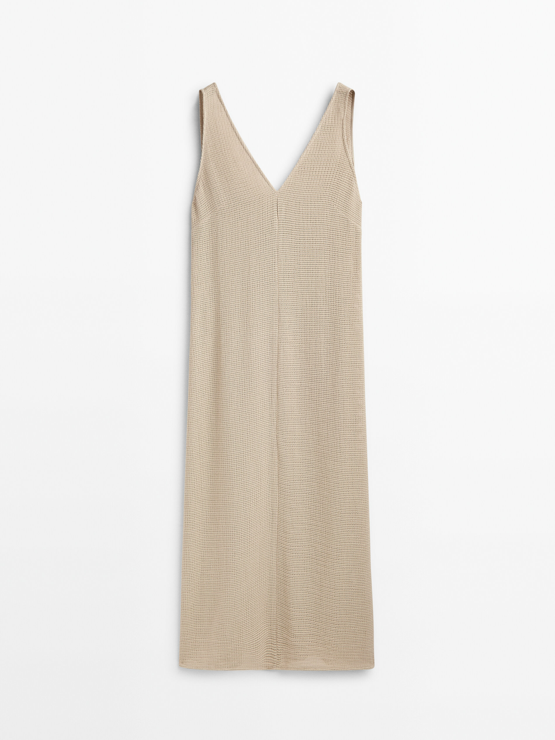 Vestido midi estructura rústica - BEIGE