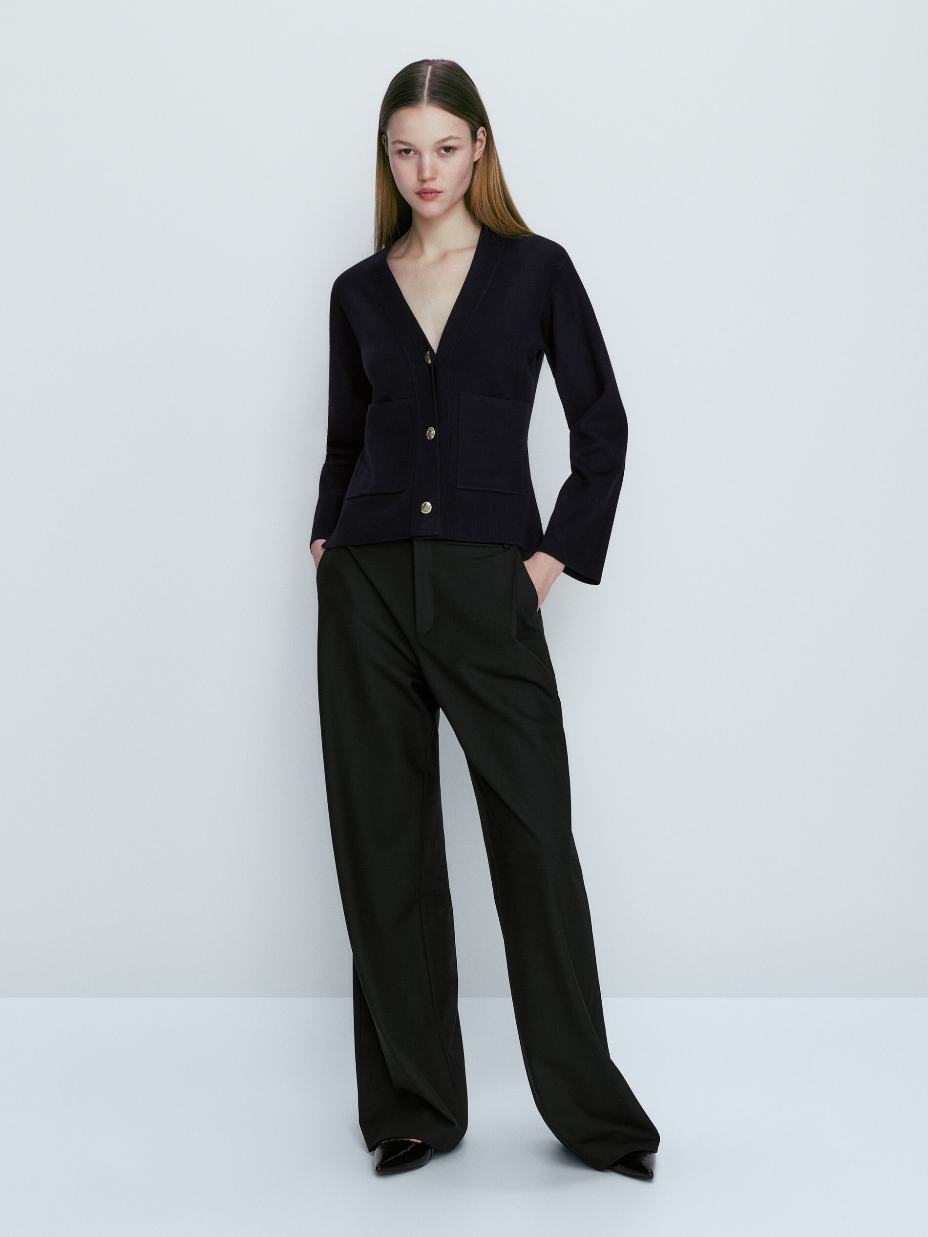 Cárdigan de punto entallado - AZUL MARINO