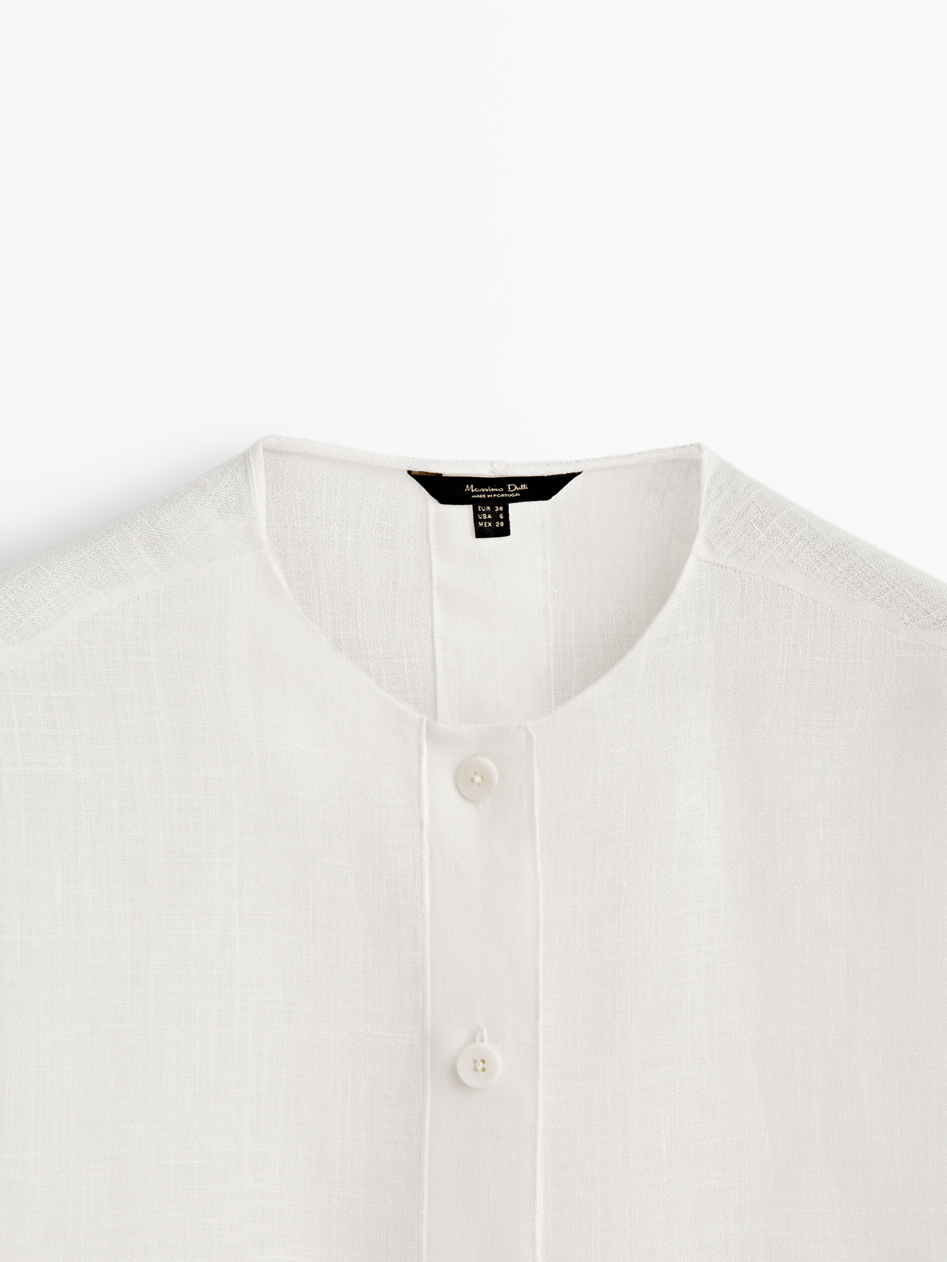 Camisa mezcla lino botones Limited Edition - BLANCO