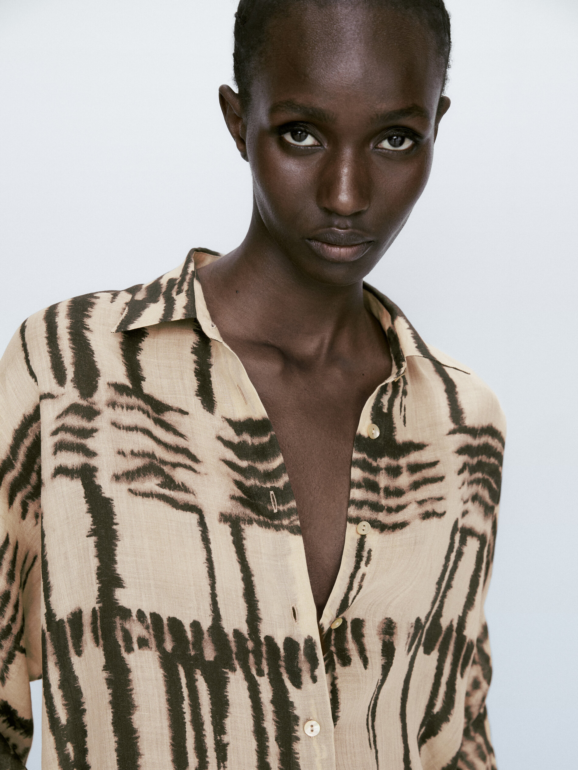 Camisa estampada 100% ramio - CRUDO