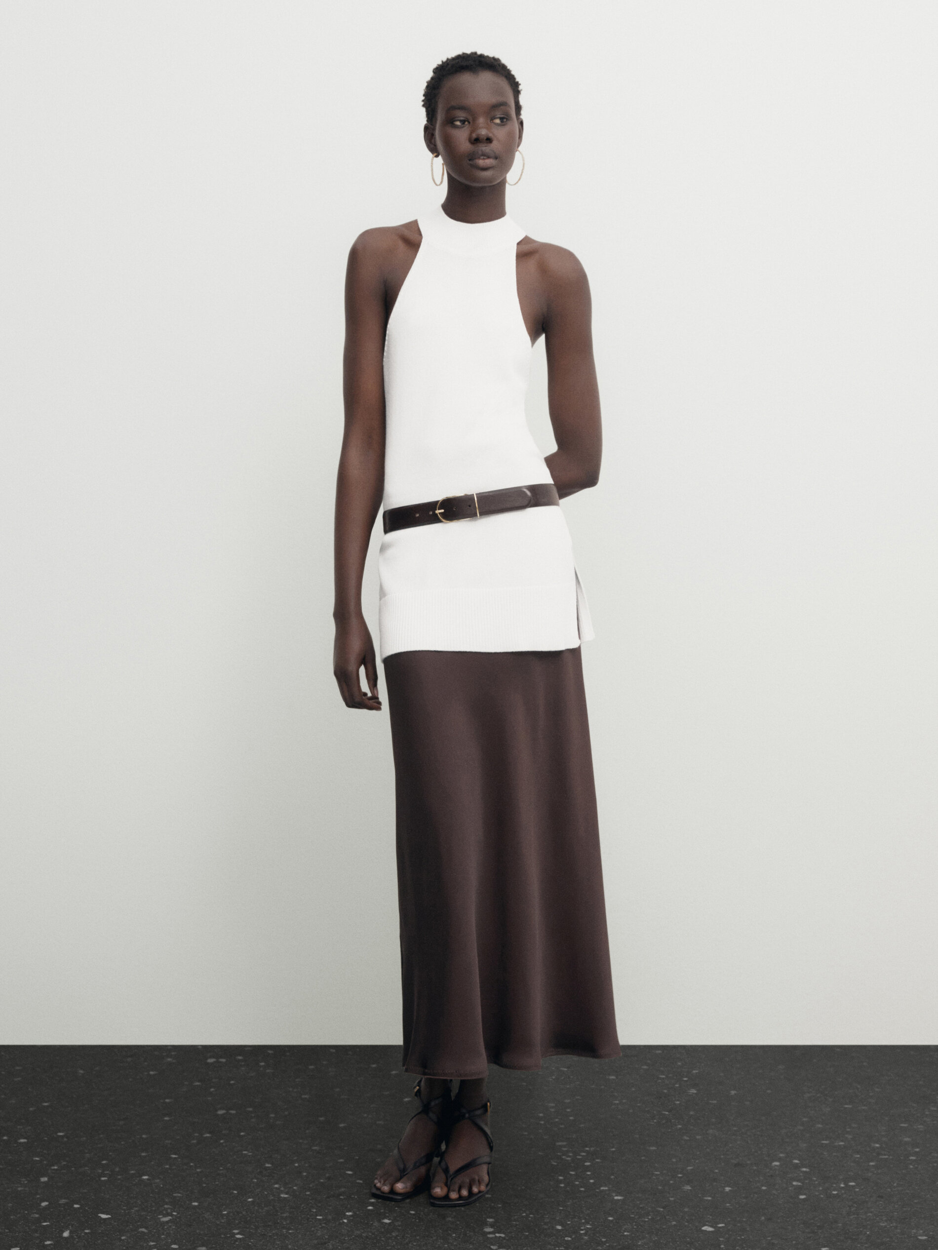 Top punto cuello perkins conjunto - BLANCO