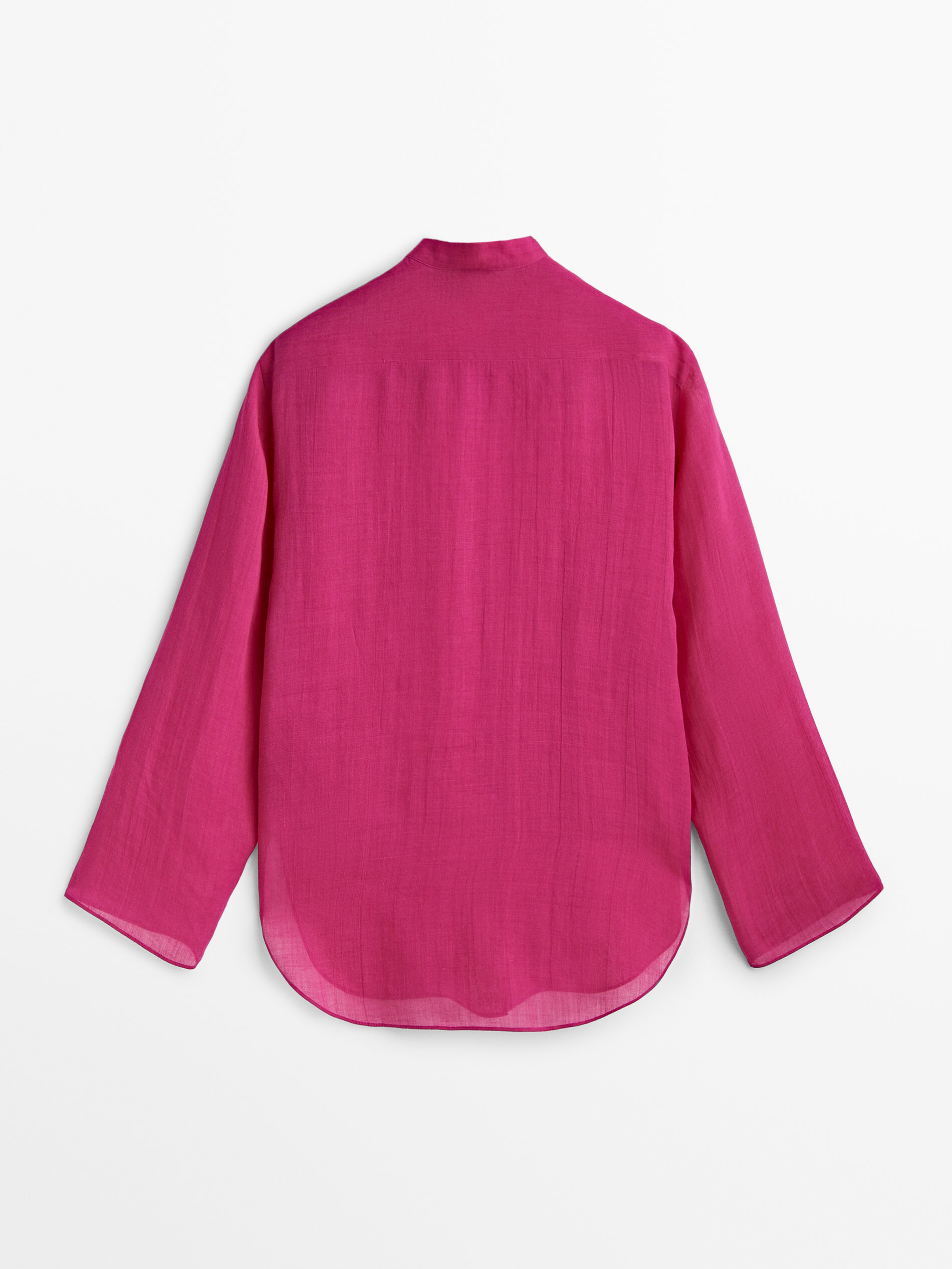 Camisa 100% ramio cuello mao - FUCSIA