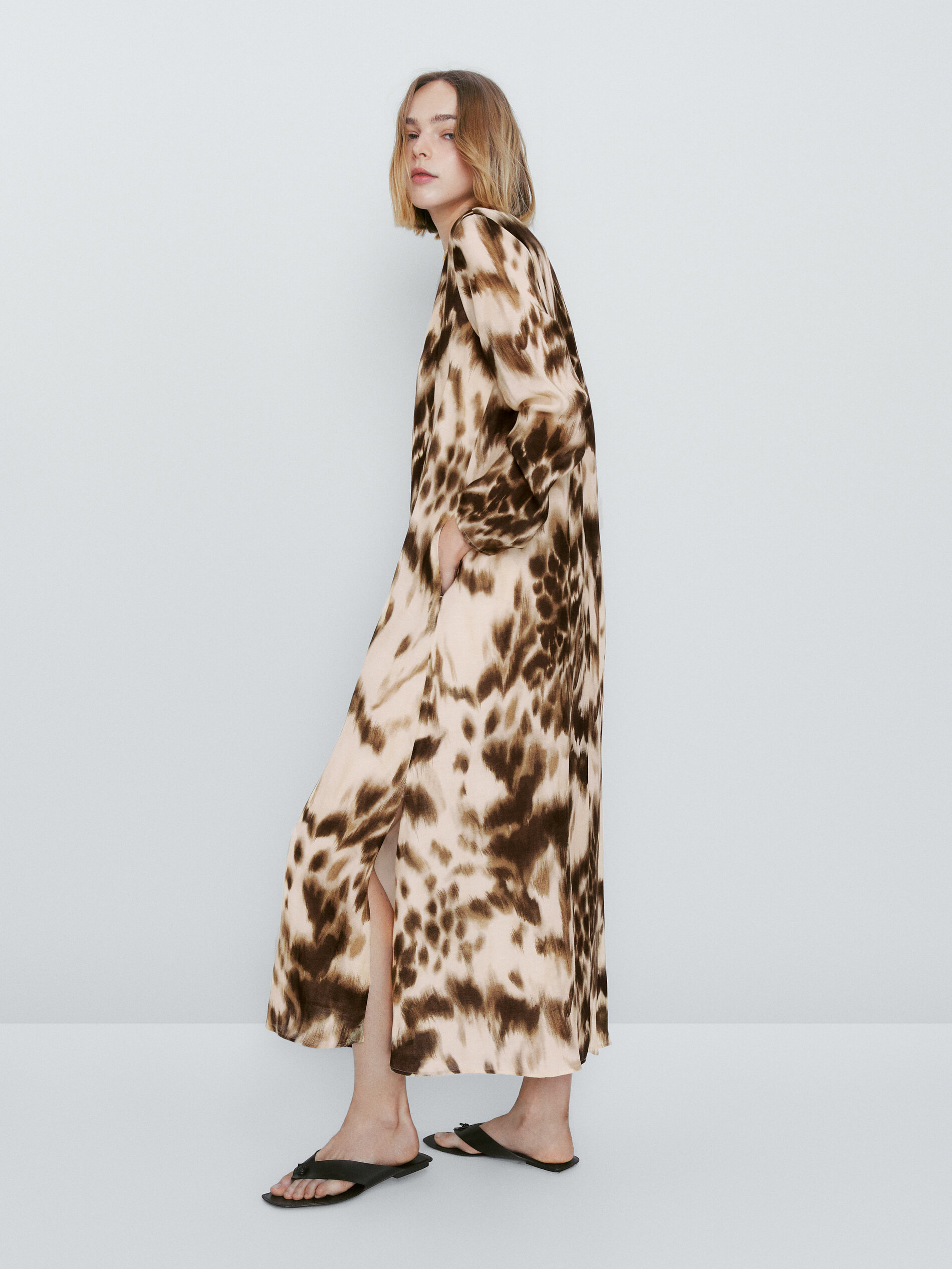 Vestido estampado animal - MARRÓN