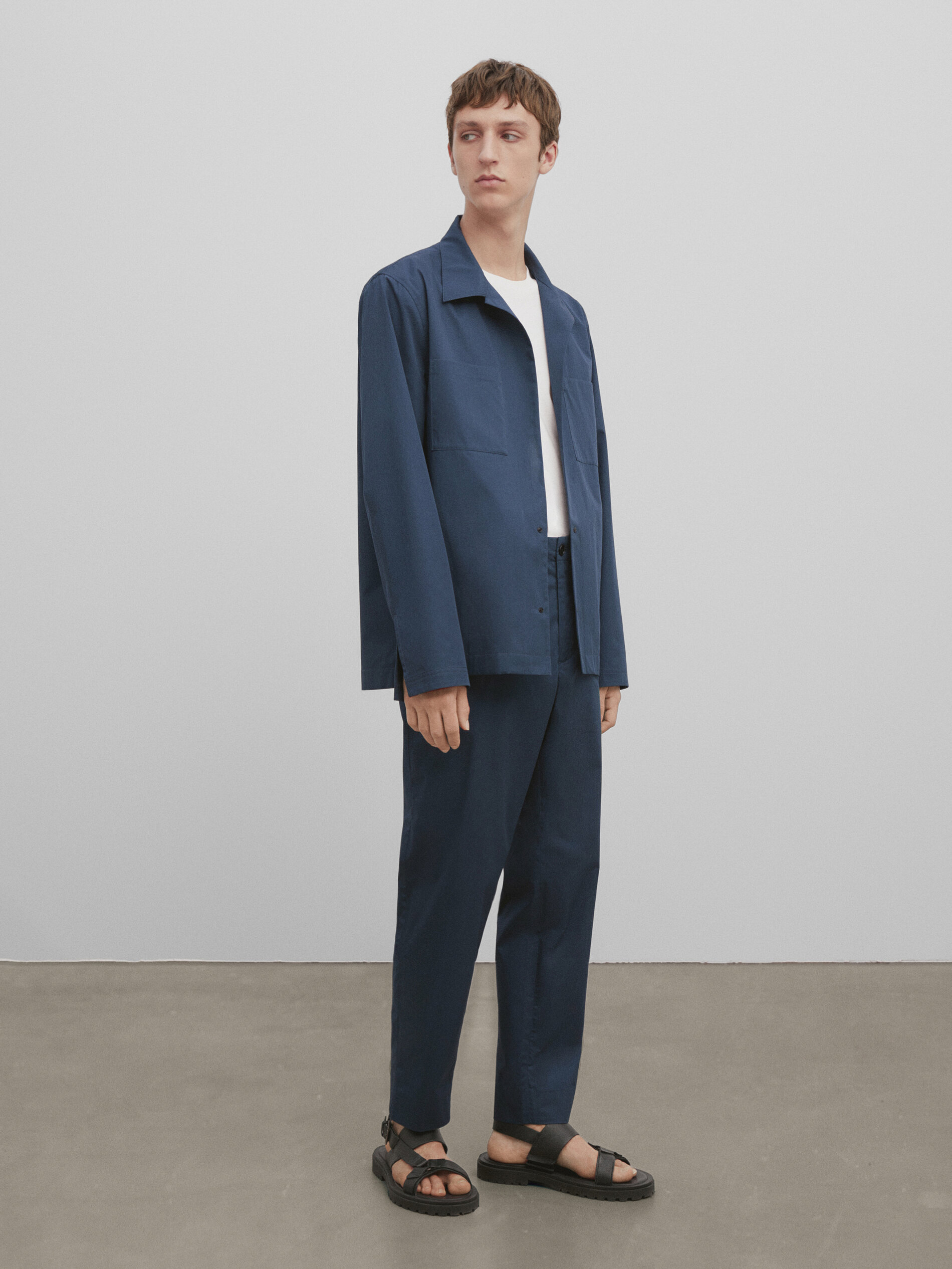 Sobrecamisa algodón botones snaps -Studio - PETRÓLEO DELAVADO