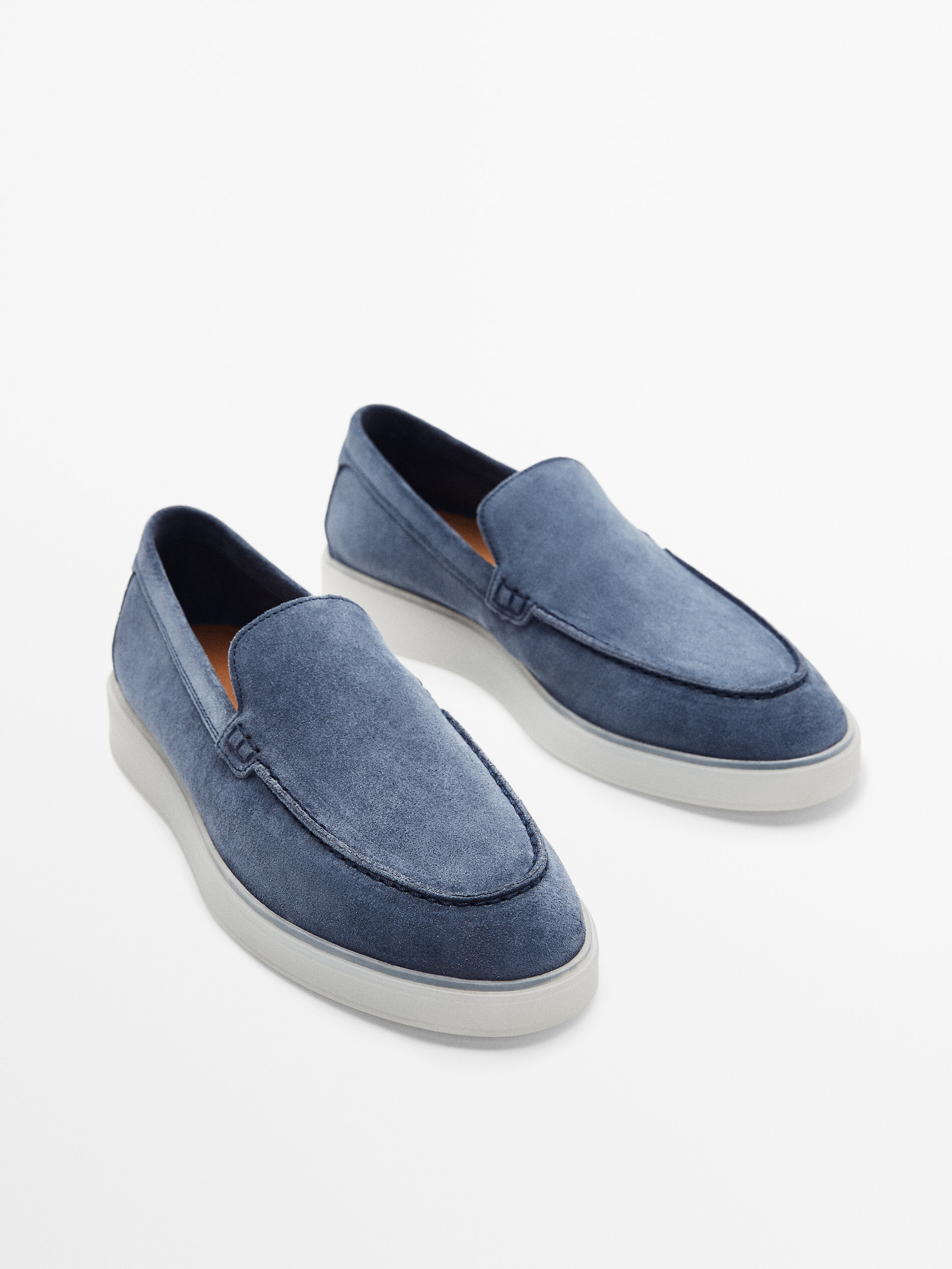 Mocasín serraje piso traslúcido - Azul lavado