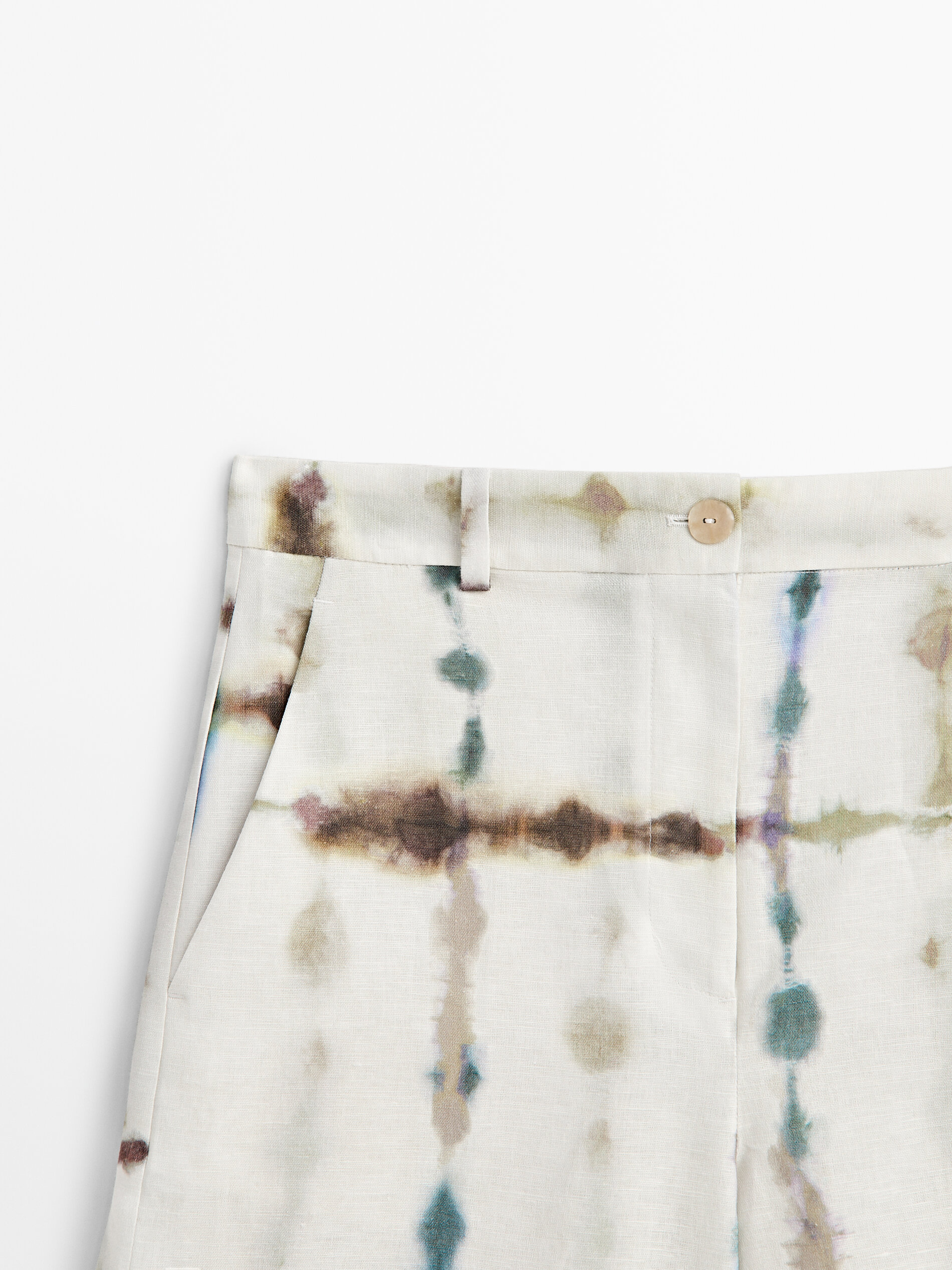 Bermuda con lino y algodón tie dye - AZUL