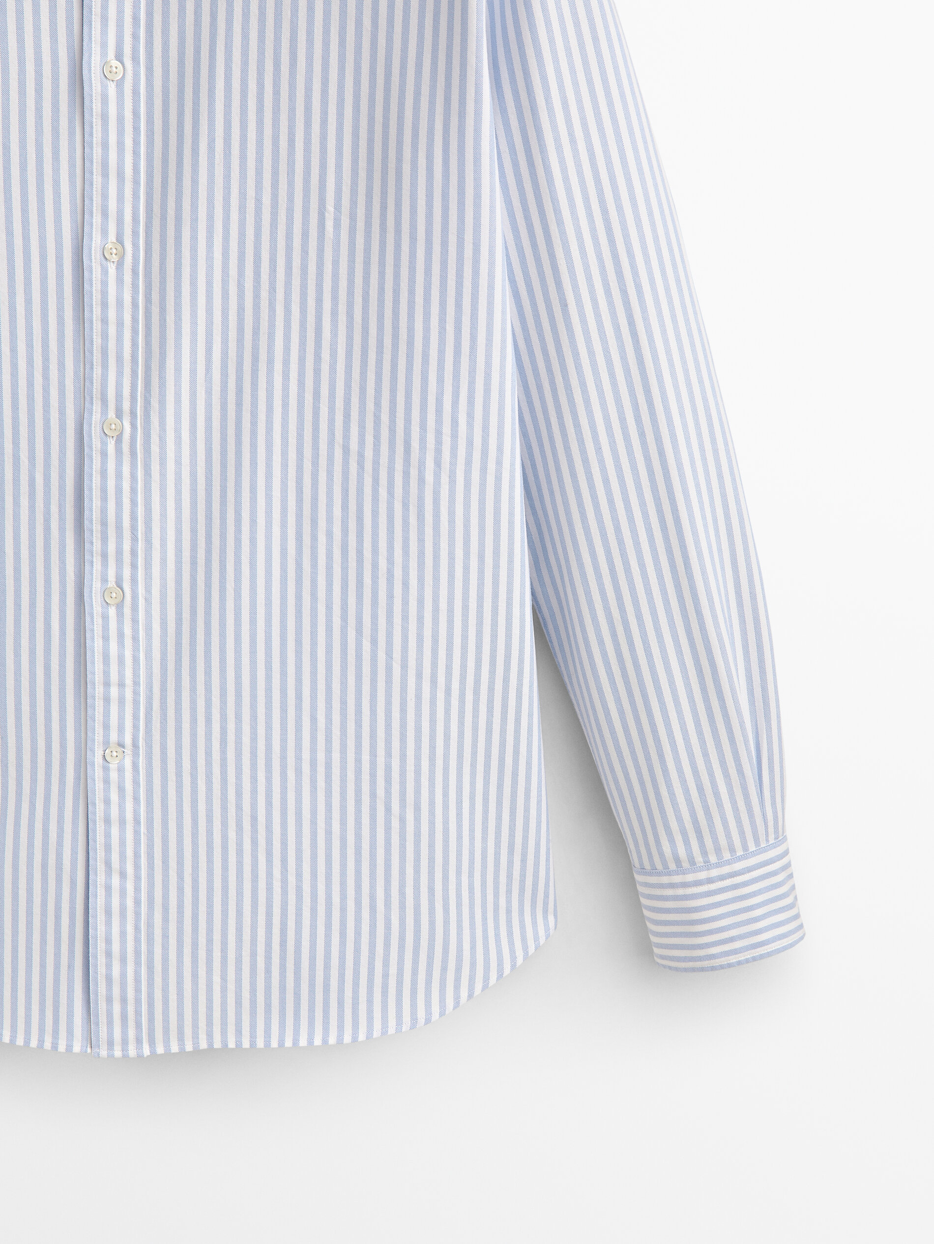 Camisa oxford rayas algodón slim fit - CELESTE