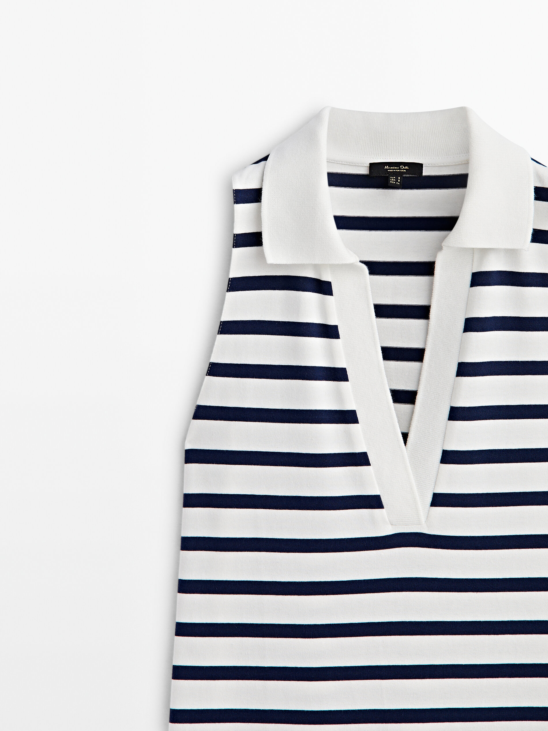 Vestido polo rayas sin mangas - CRUDO