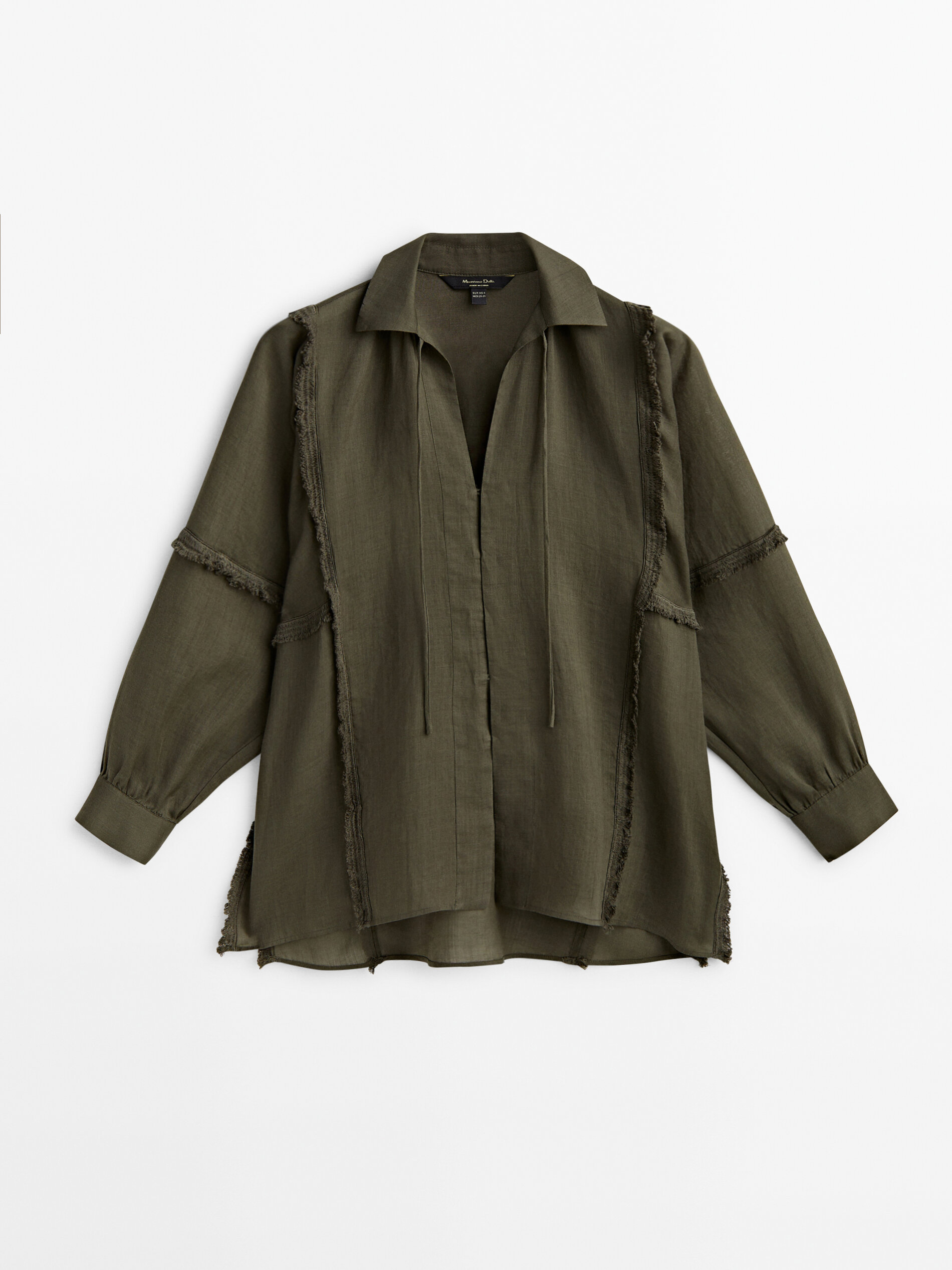 Blusón detalle desflecado cordones - VERDE OSCURO