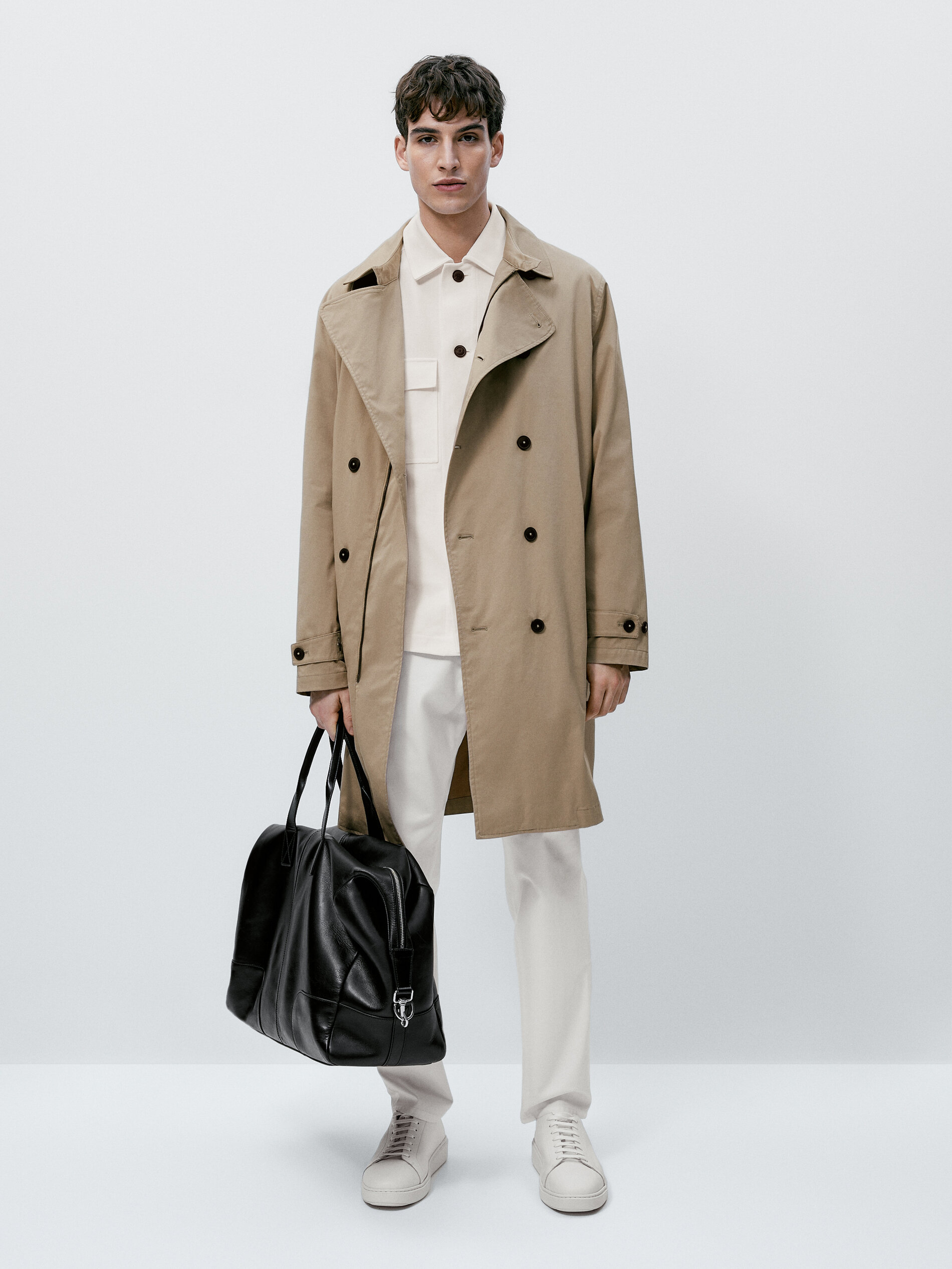 Chaqueta trench cruzada - Beige