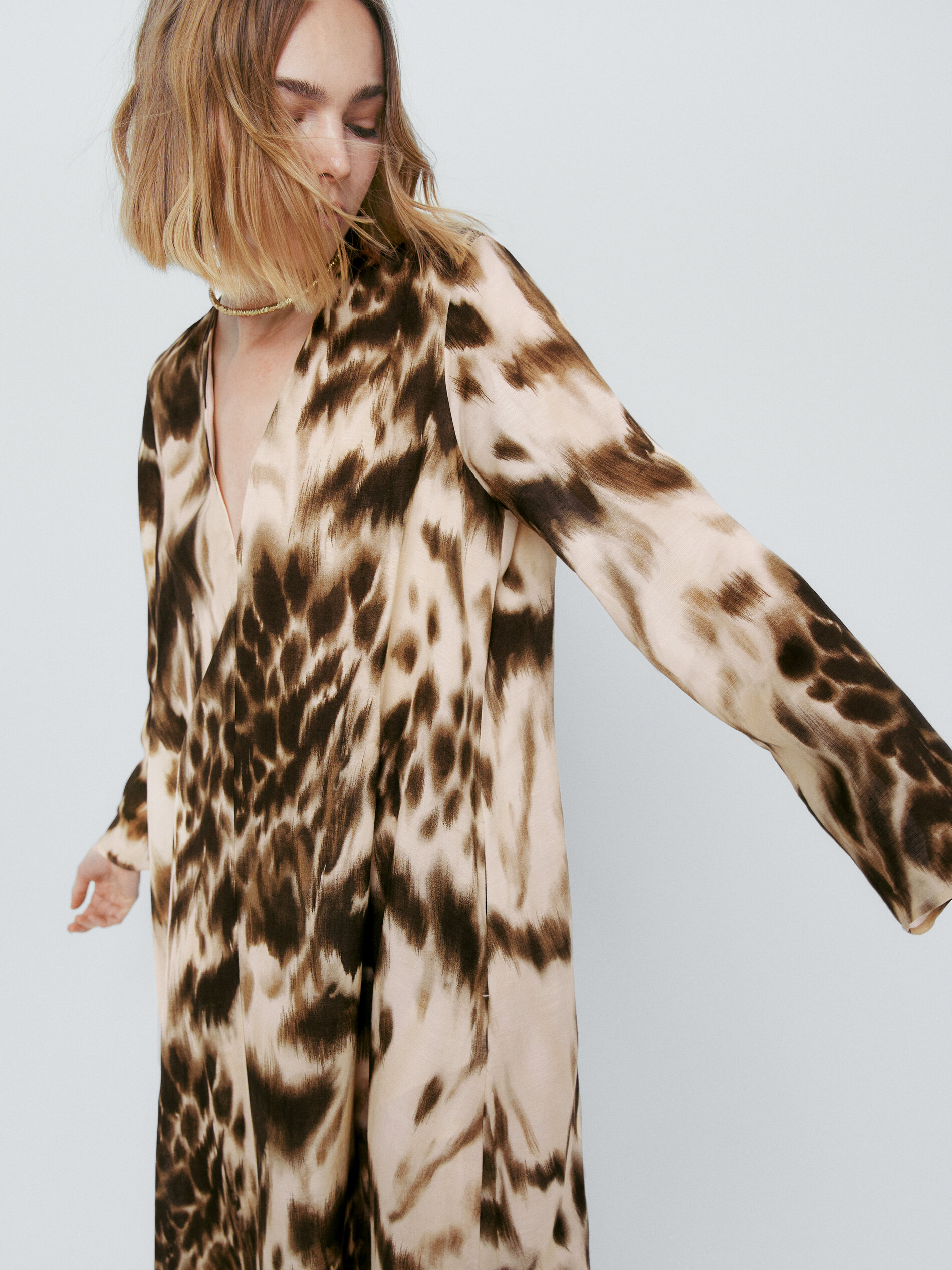 Vestido estampado animal - MARRÓN