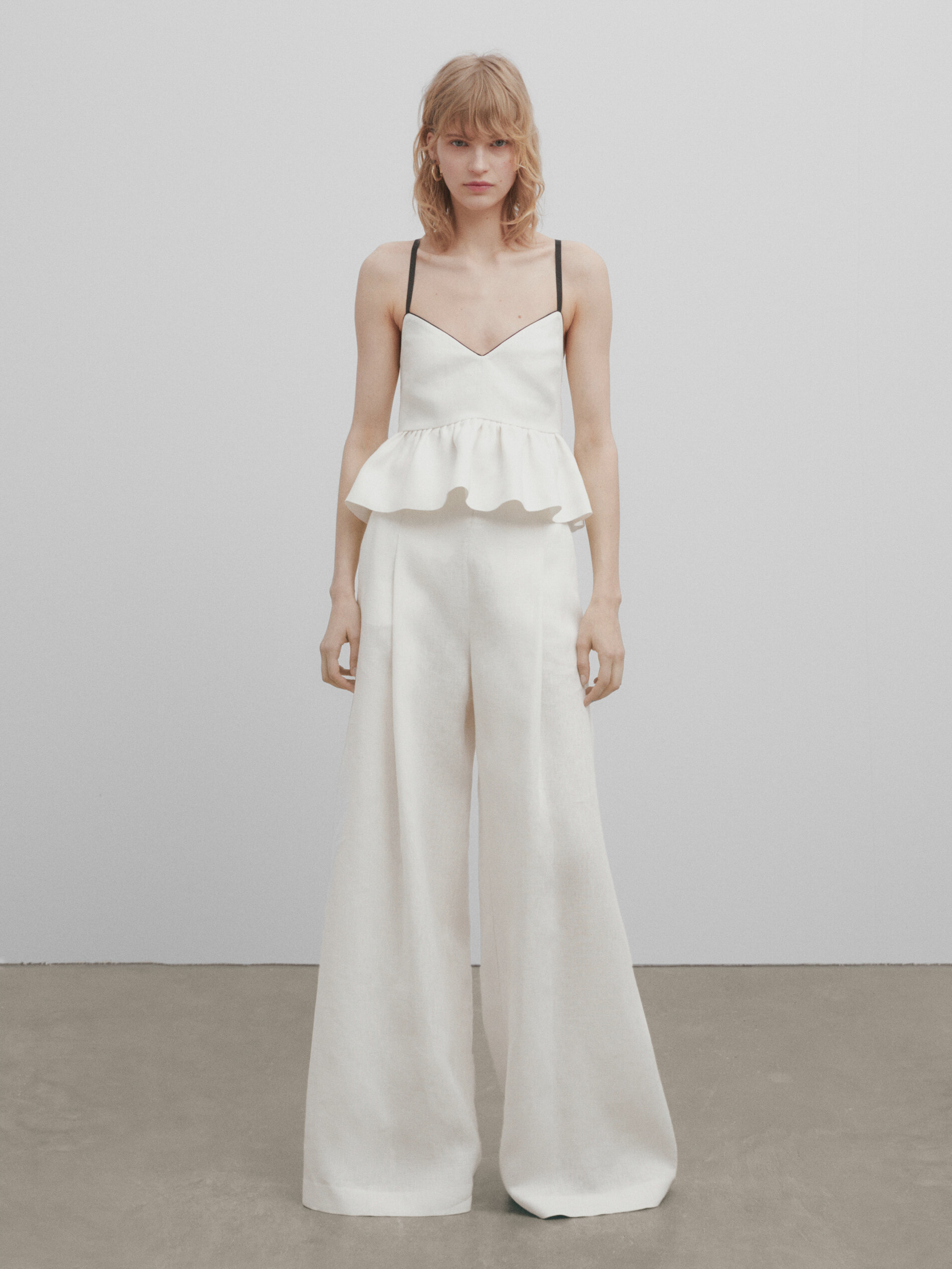 Top peplum lino -Studio - BLANCO