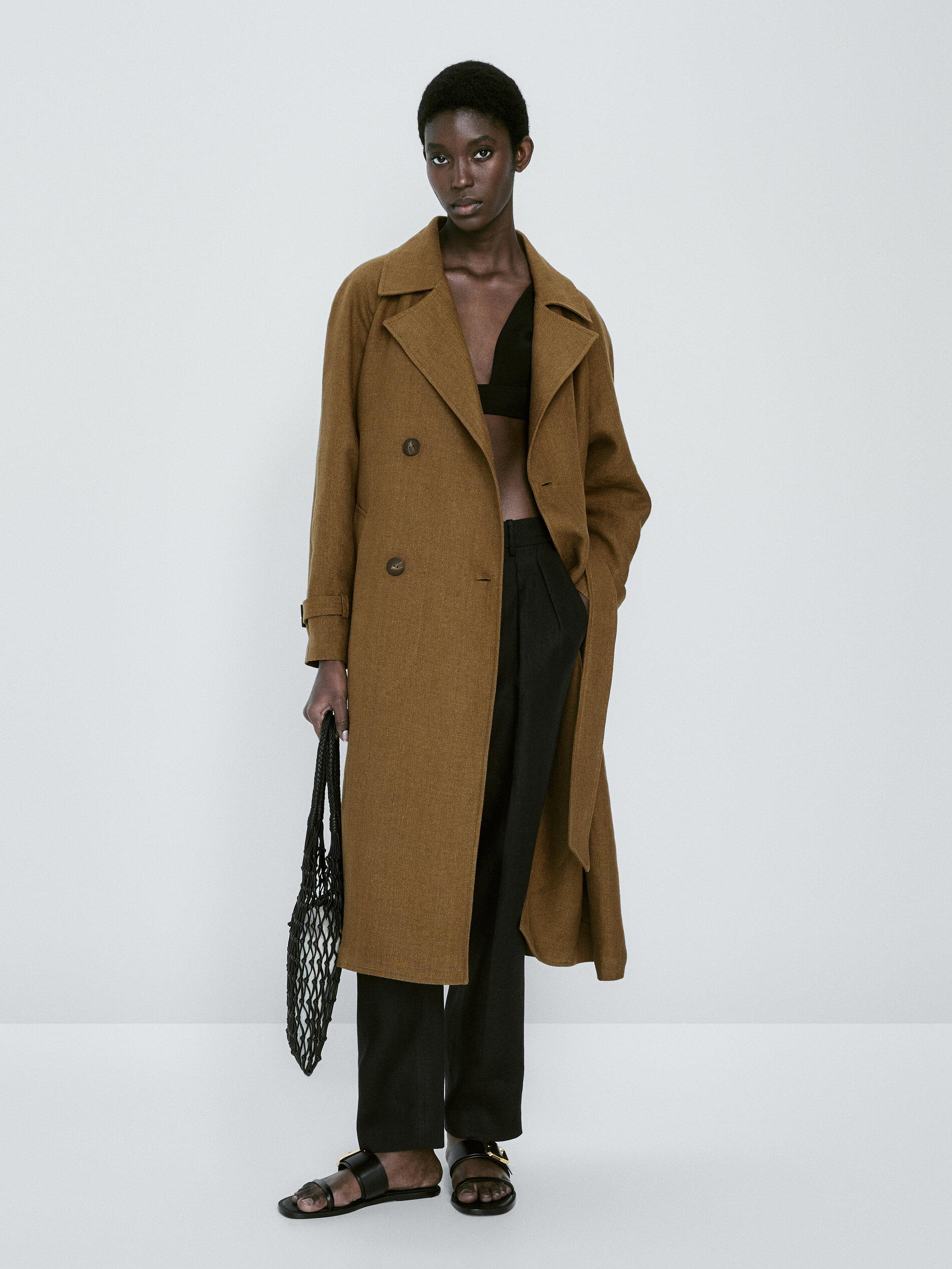 Gabardina 100% lino rústico - KAKI