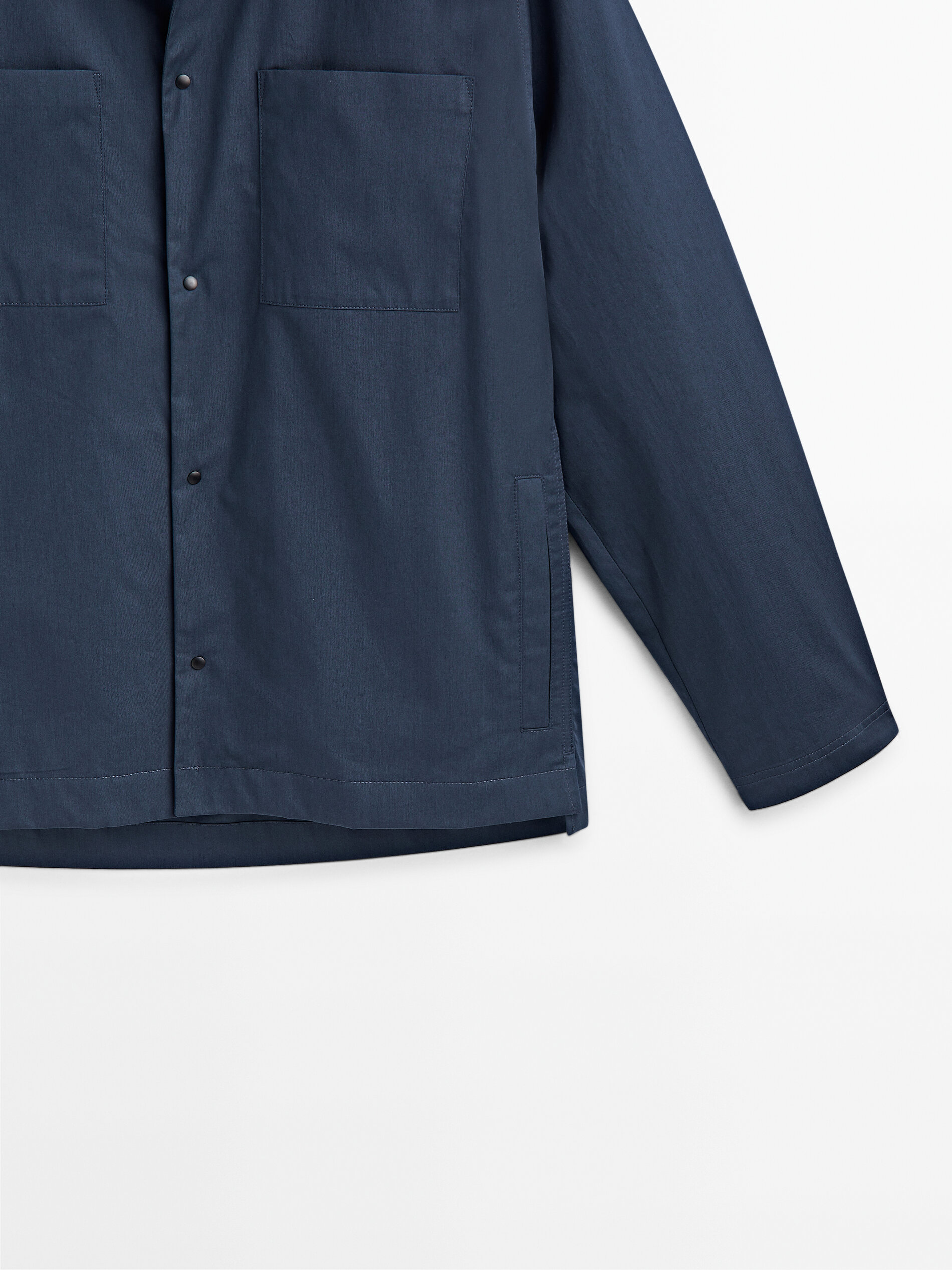 Sobrecamisa algodón botones snaps -Studio - PETRÓLEO DELAVADO