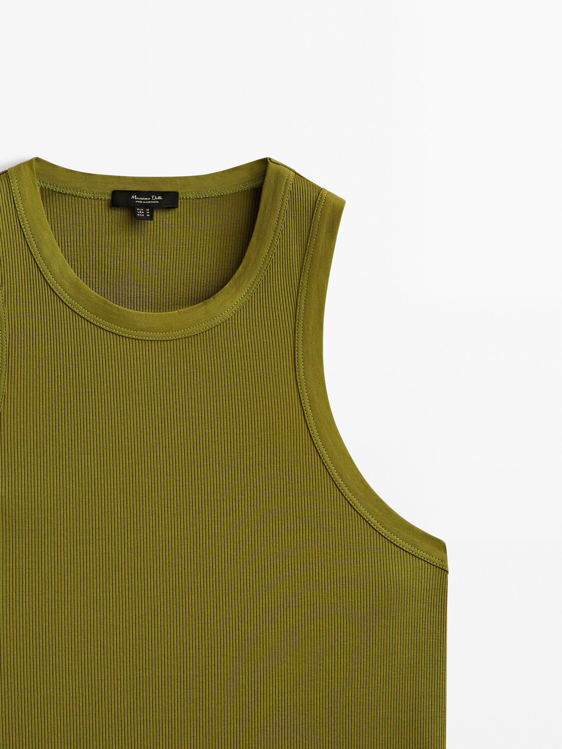 Top canalé algodón mercerizado - VERDE