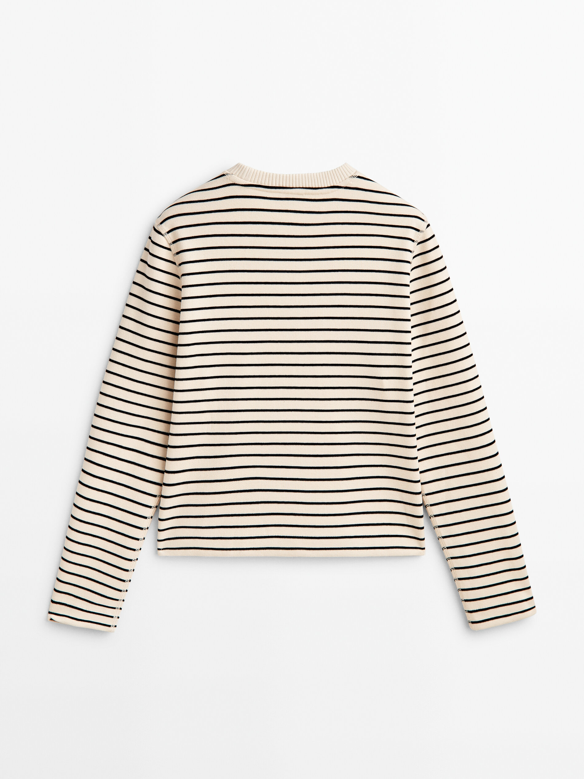 Sudadera rayas mezcla algodón - CRUDO