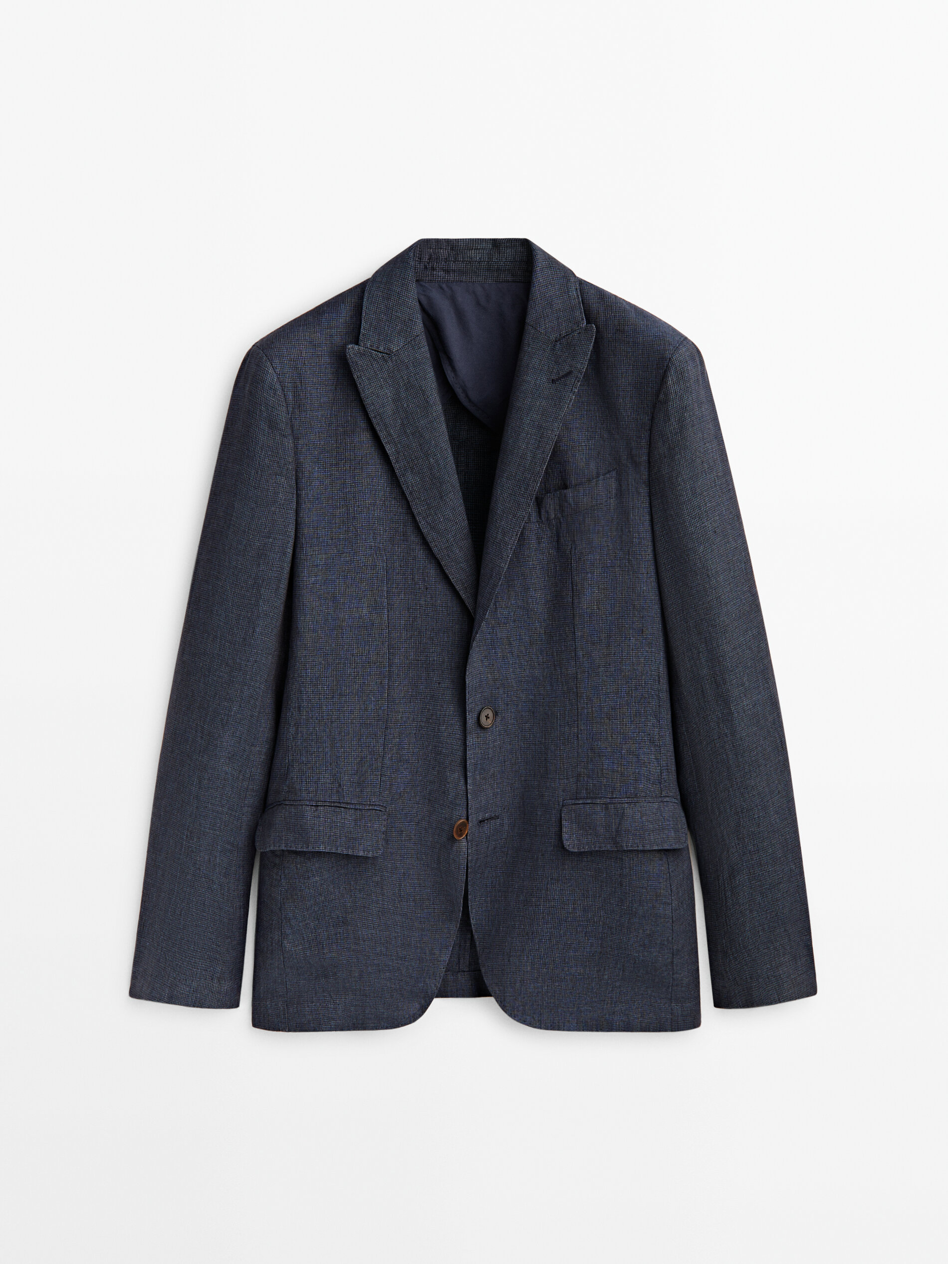 Americana traje lino lavado pata de gallo - AZUL