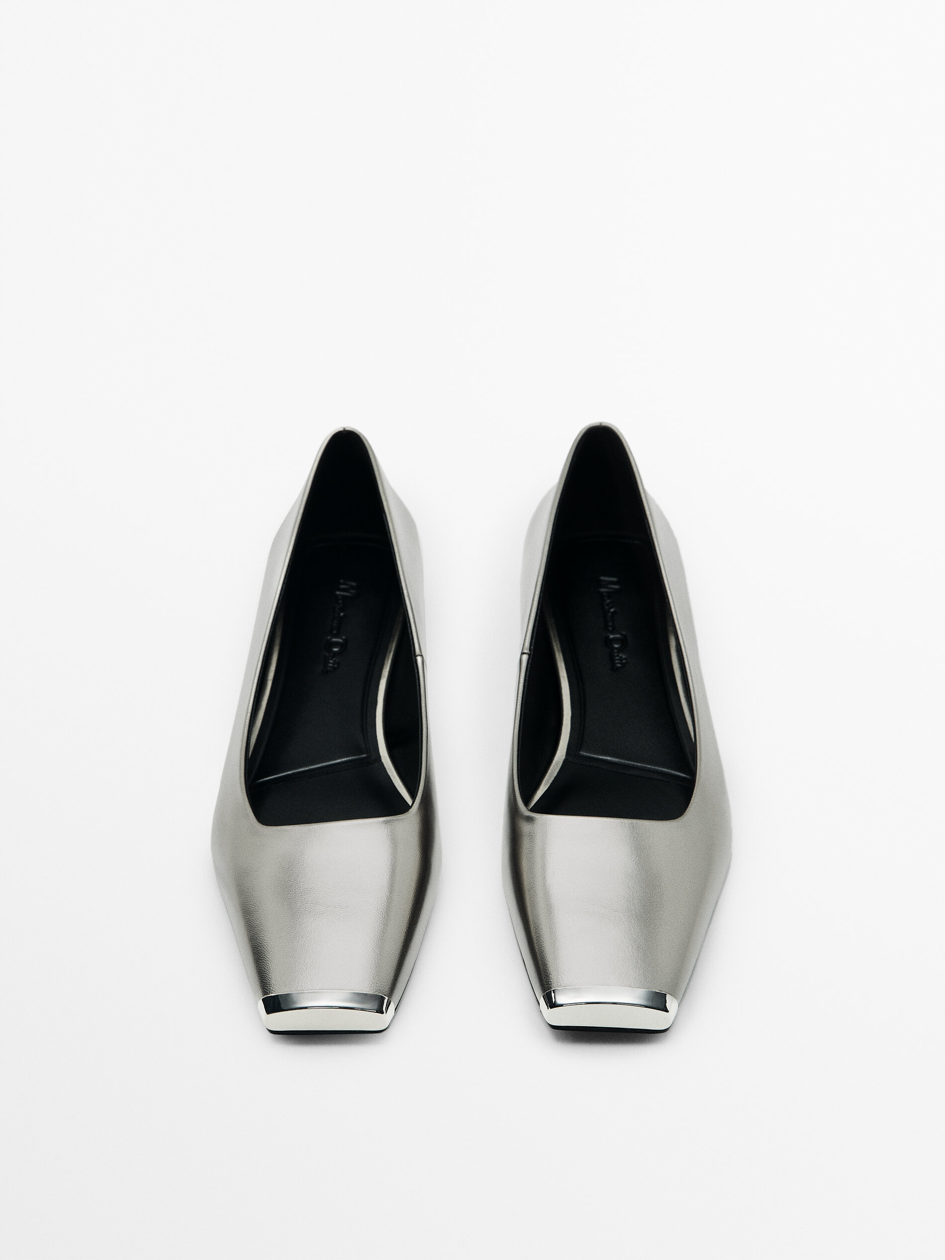Bailarina piel punta metálica - PLATA