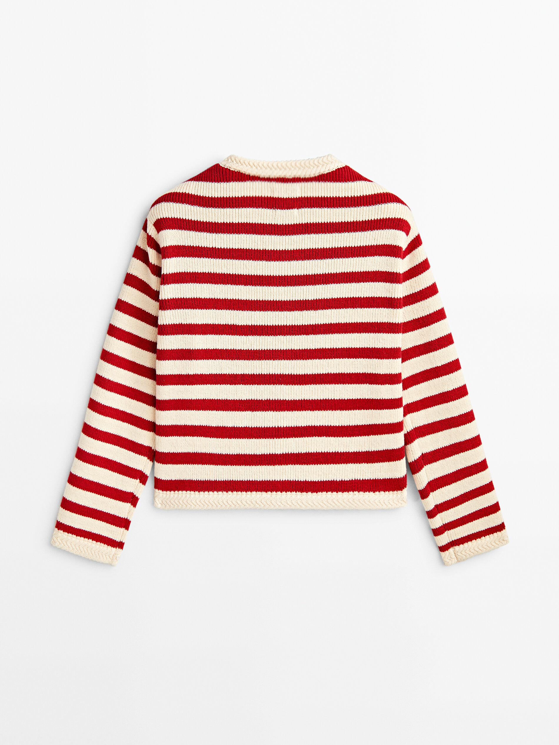Cárdigan punto rayas botones - ROJO