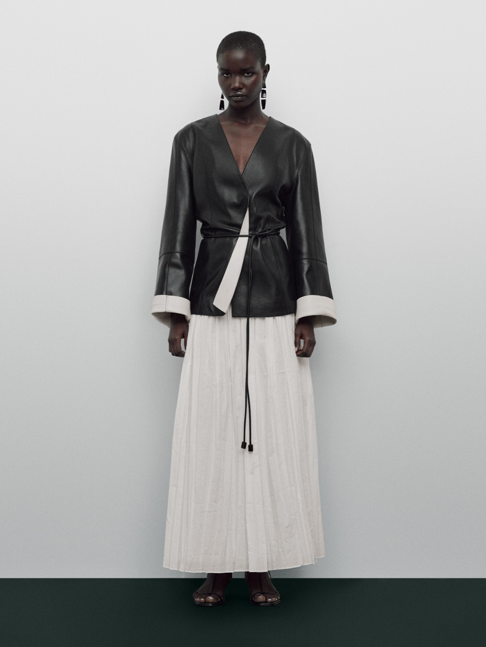 Falda midi pliegues Limited edition - BLANCO