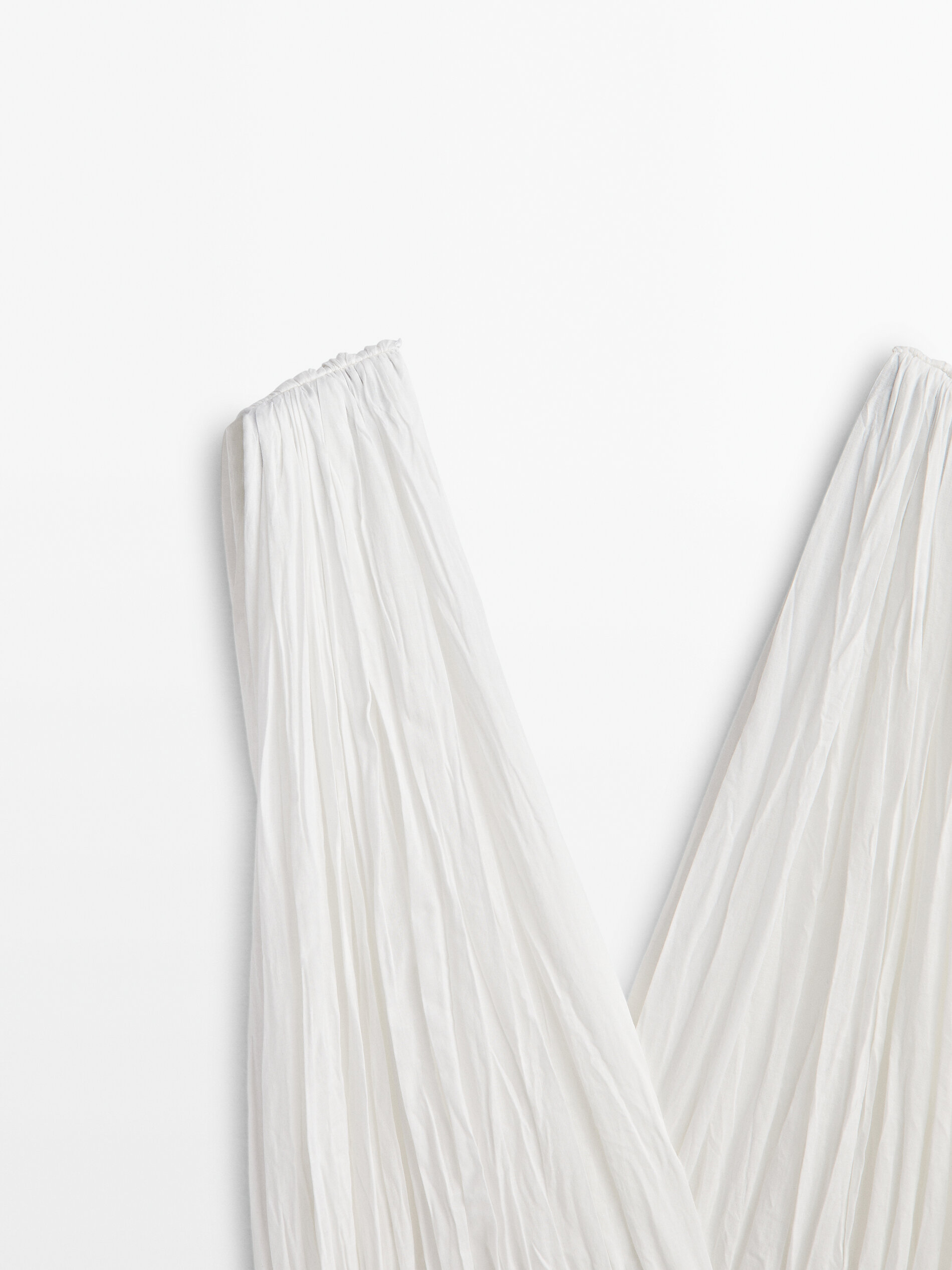 Vestido plisado cordón - BLANCO