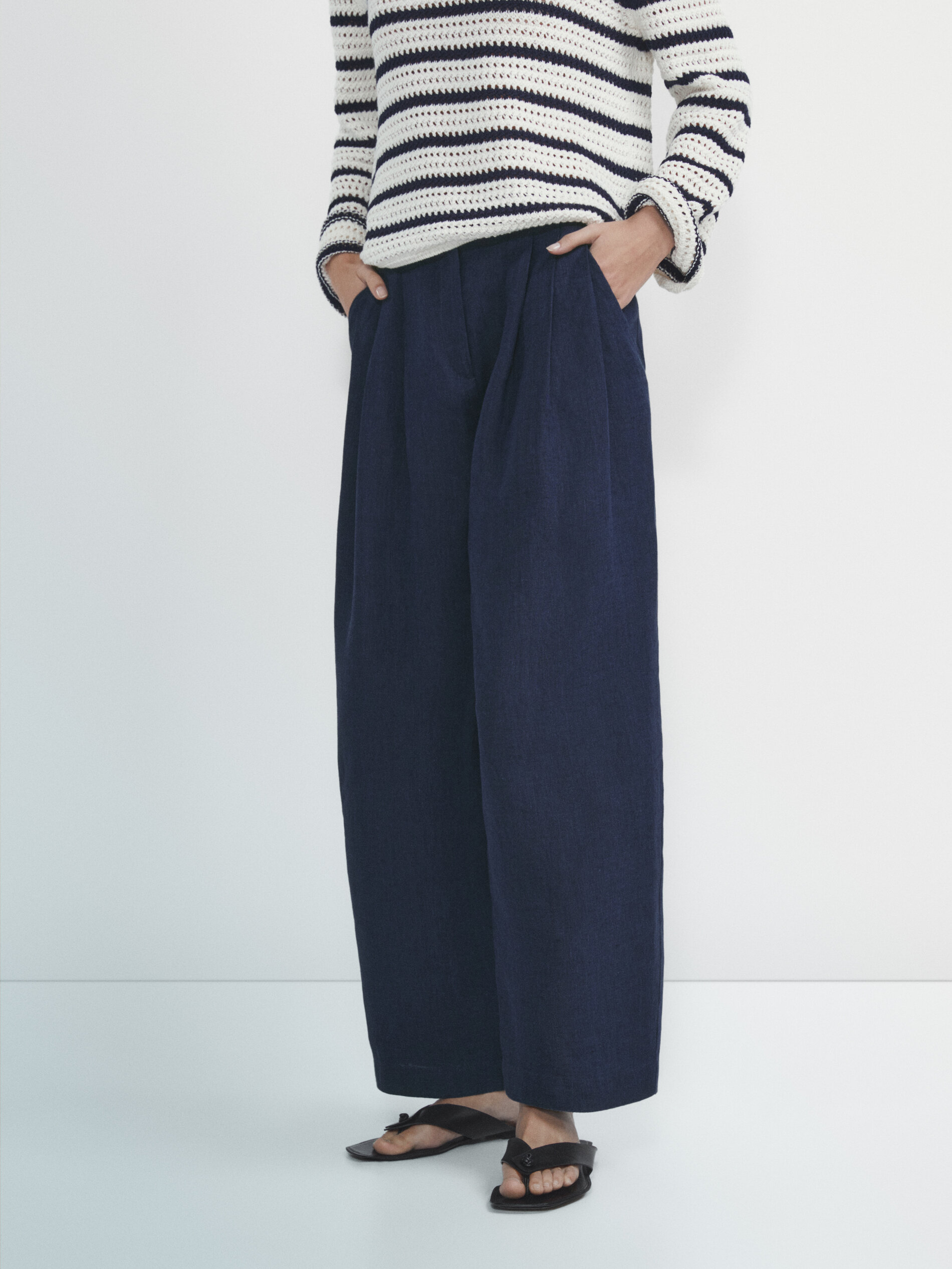 Pantalón 100% lino pinzas - INDIGO