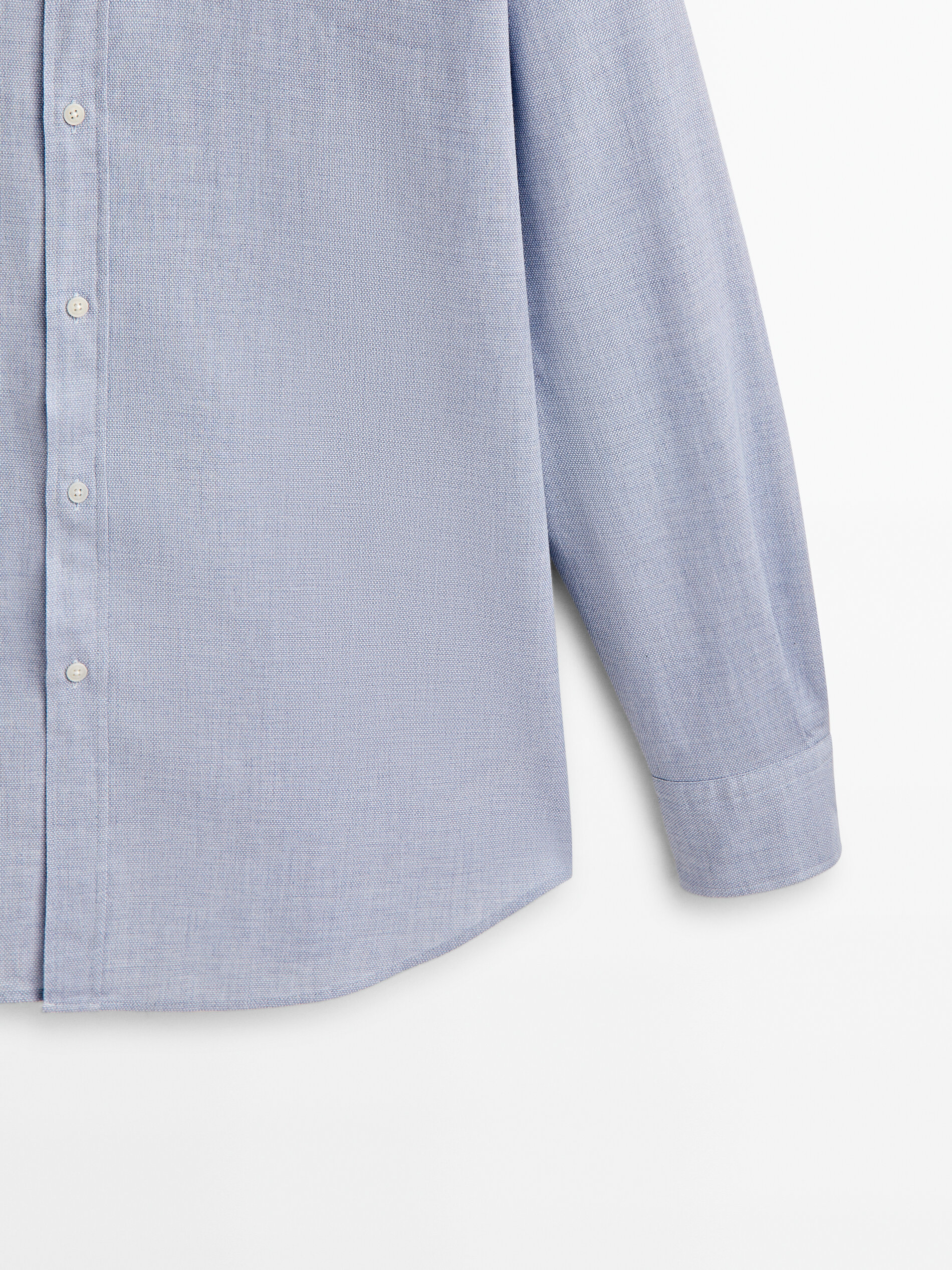 Camisa melange algodón slim fit - CELESTE