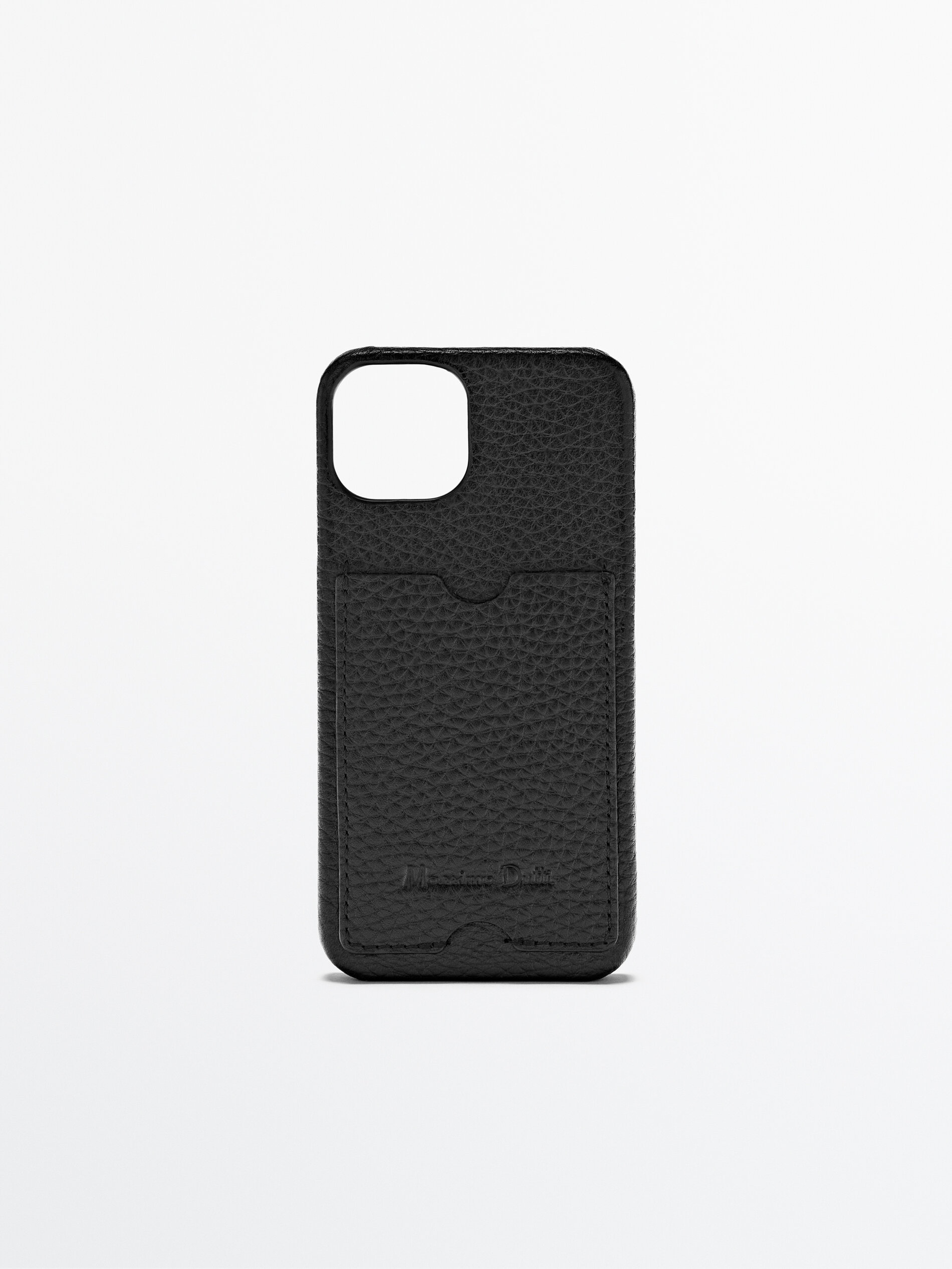 Funda iphone 13 piel abatanada tarjetero - NEGRO
