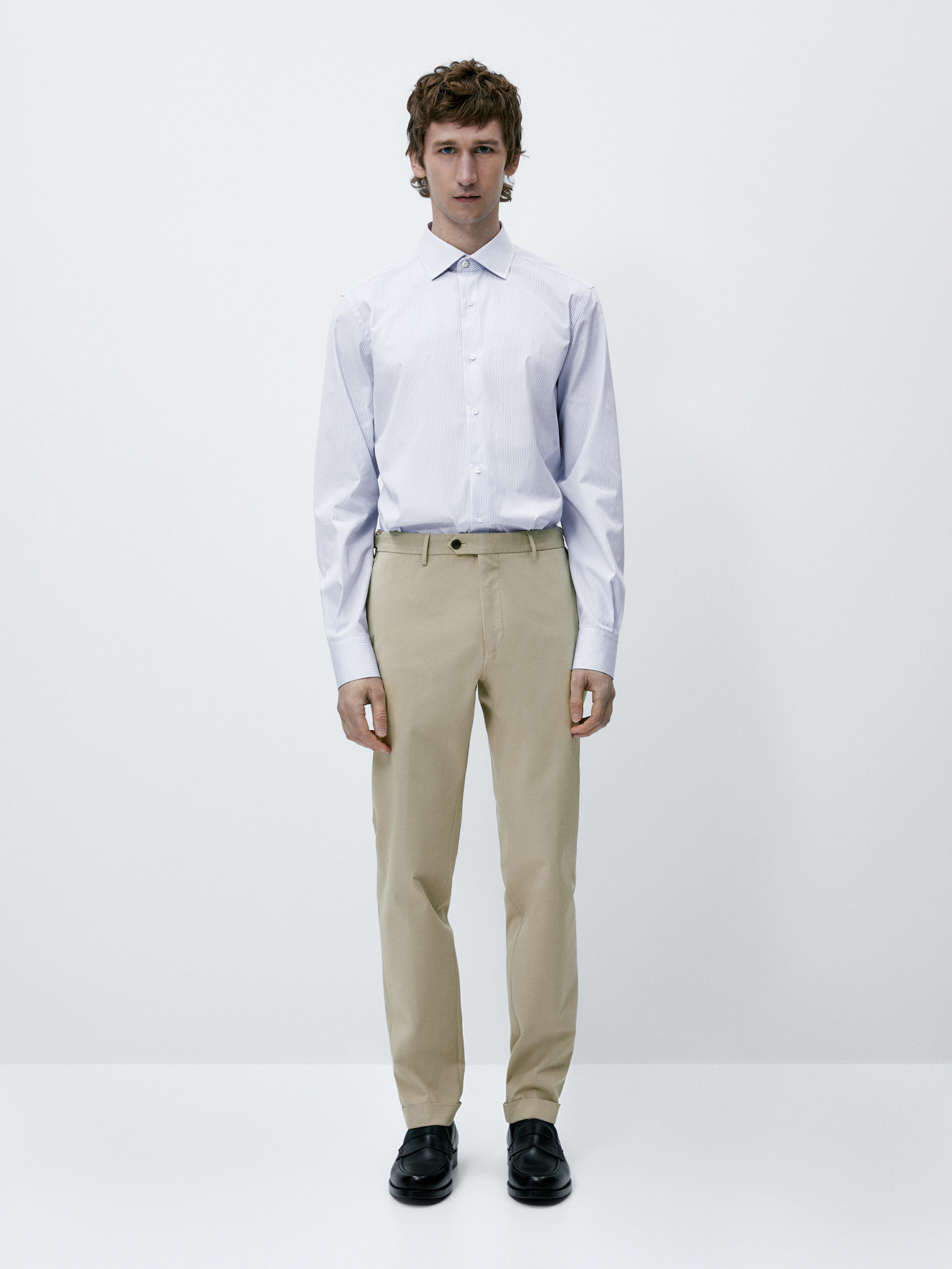 Camisa rayas easy iron slim fit - CELESTE