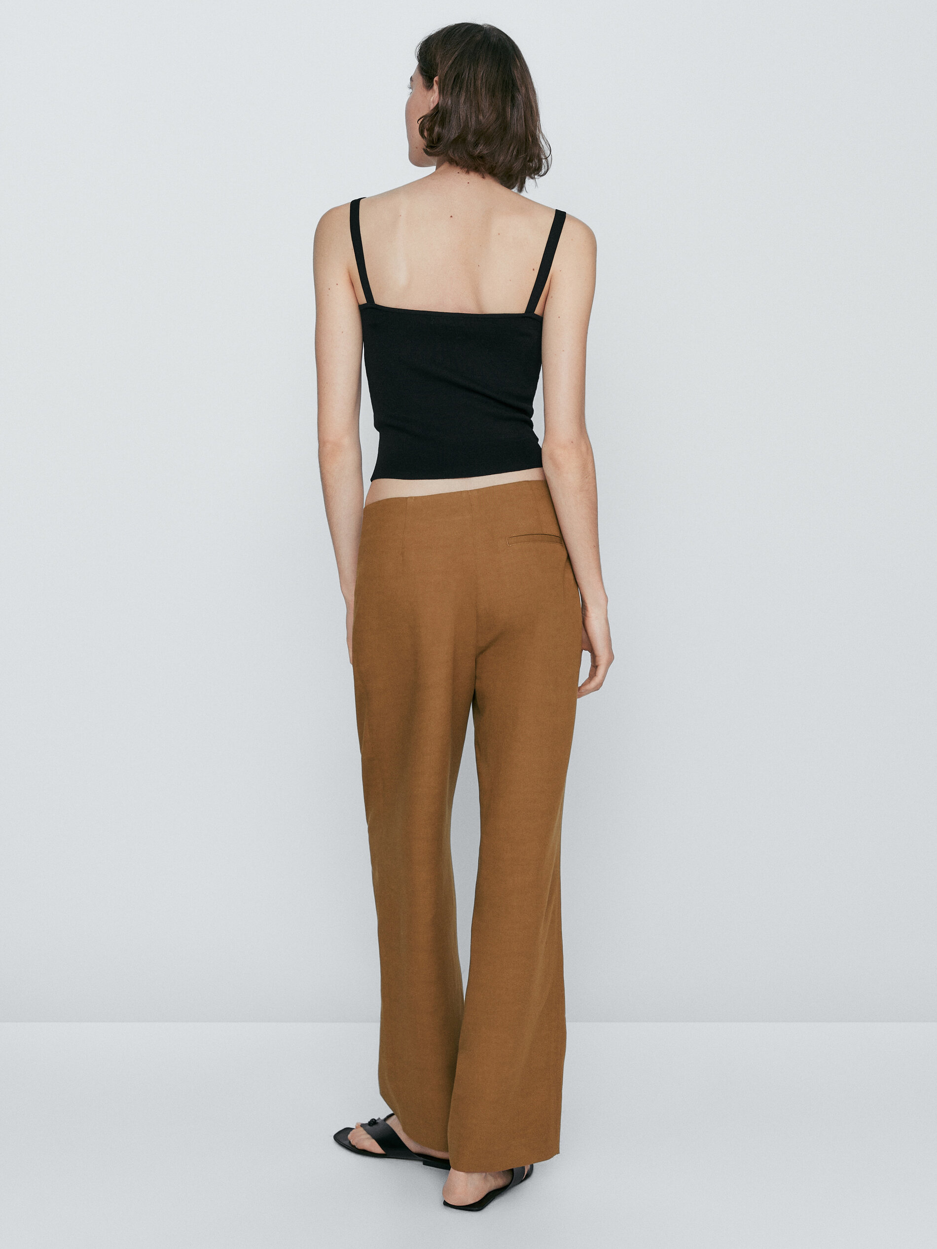 Pantalón recto doble pinza - Caramelo