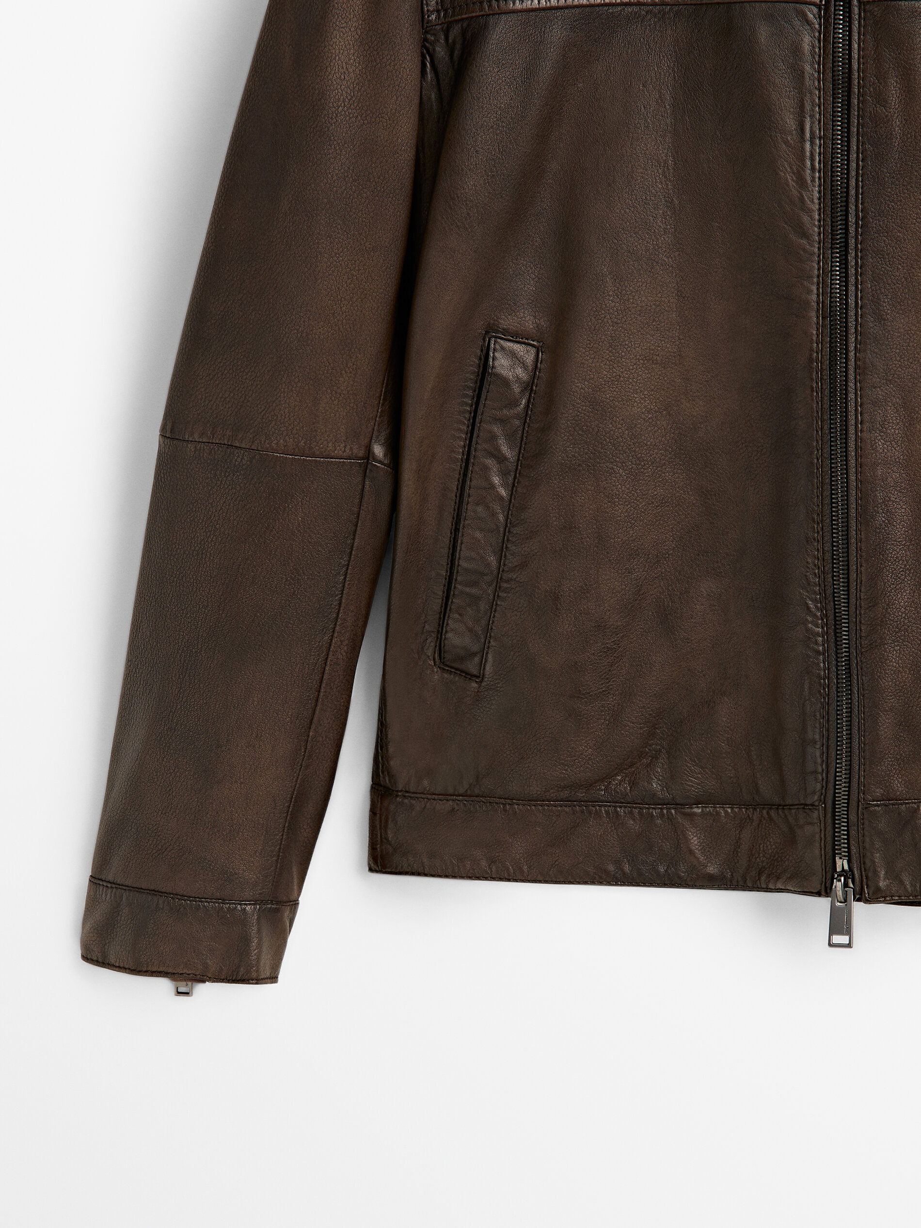 Chaqueta piel napa marrón - MARRÓN