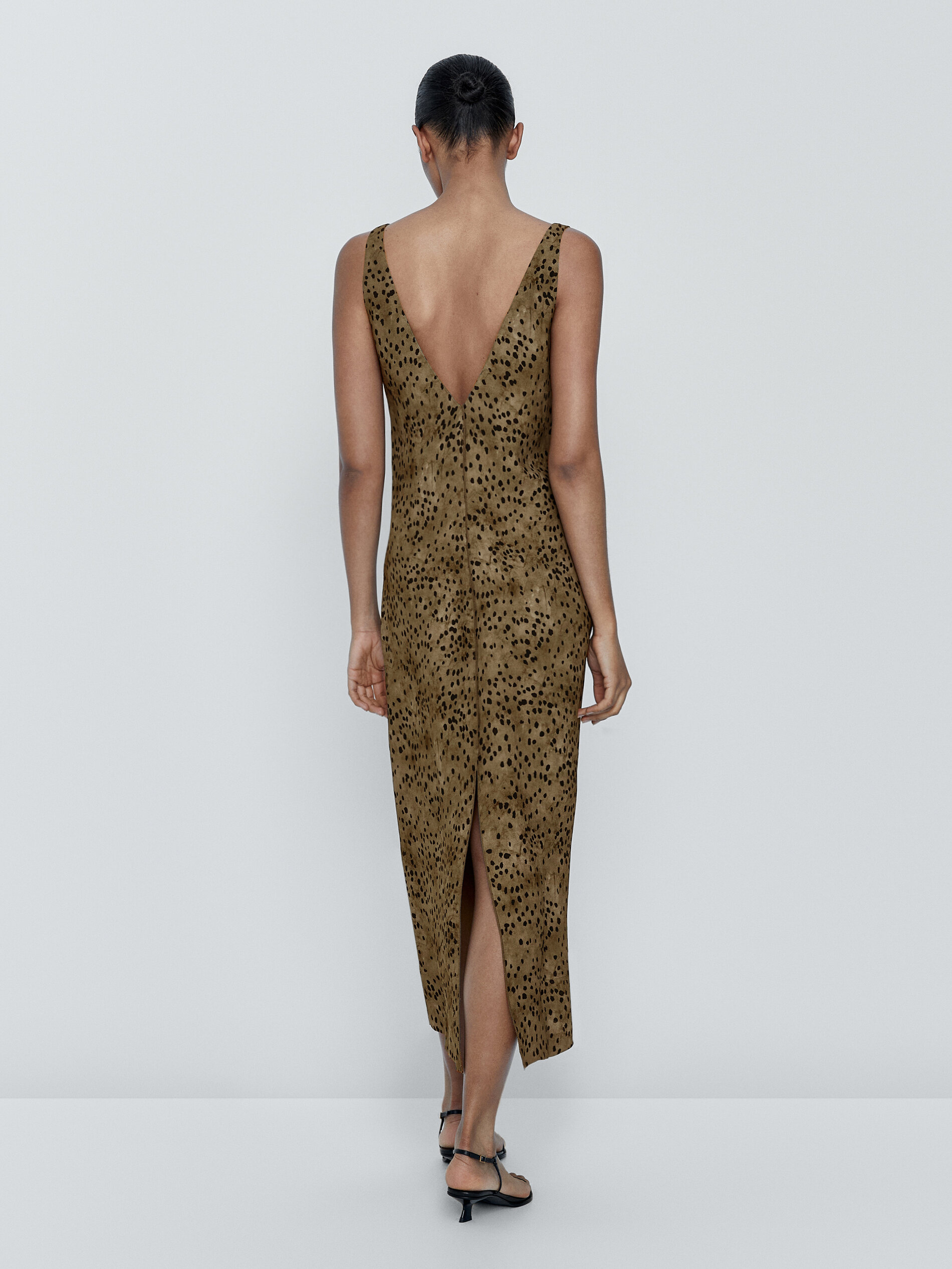 Vestido tirantes estampado manchas - VERDE