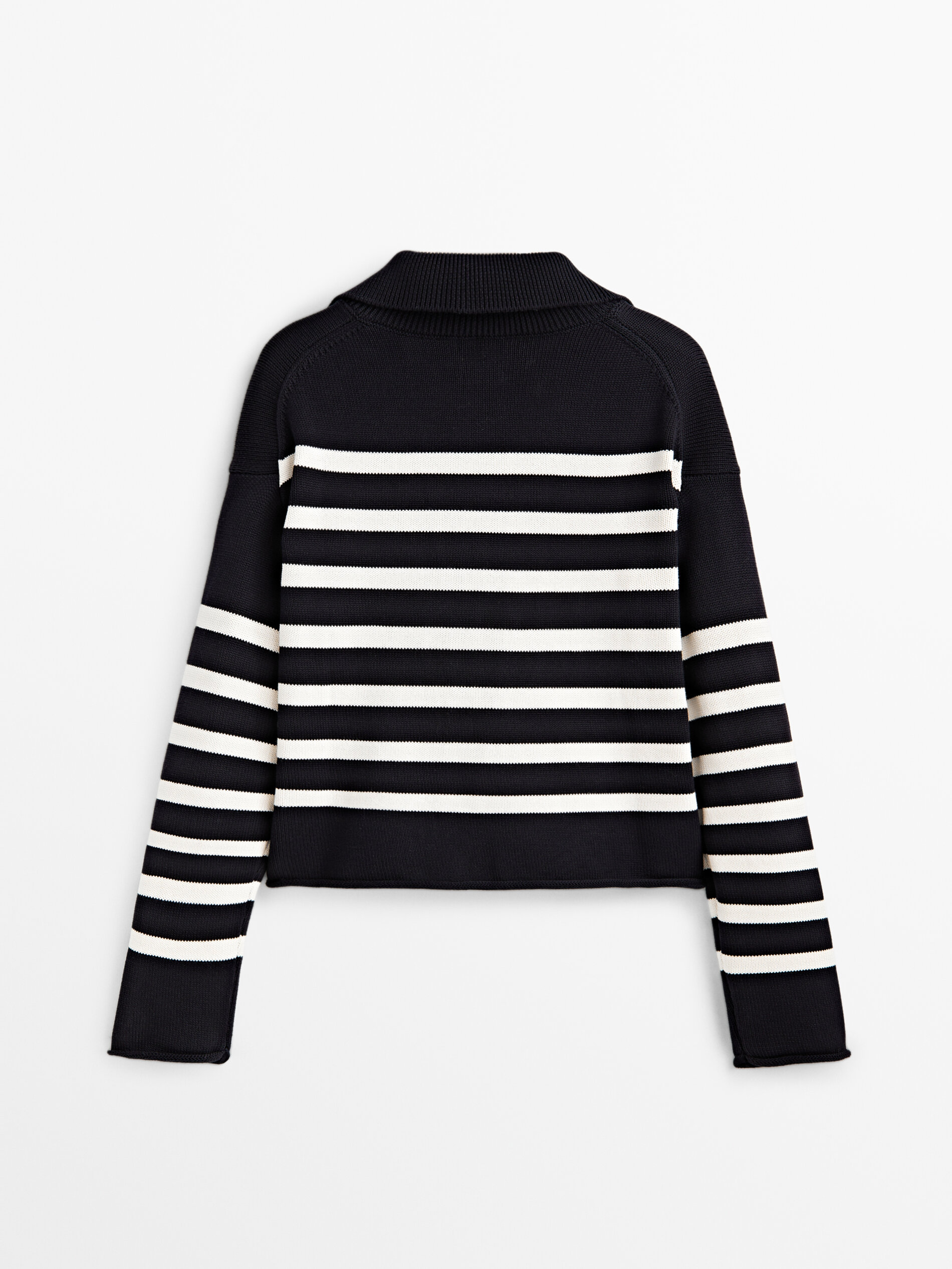 Jersey punto rayas cuello entrelazado - AZUL MARINO