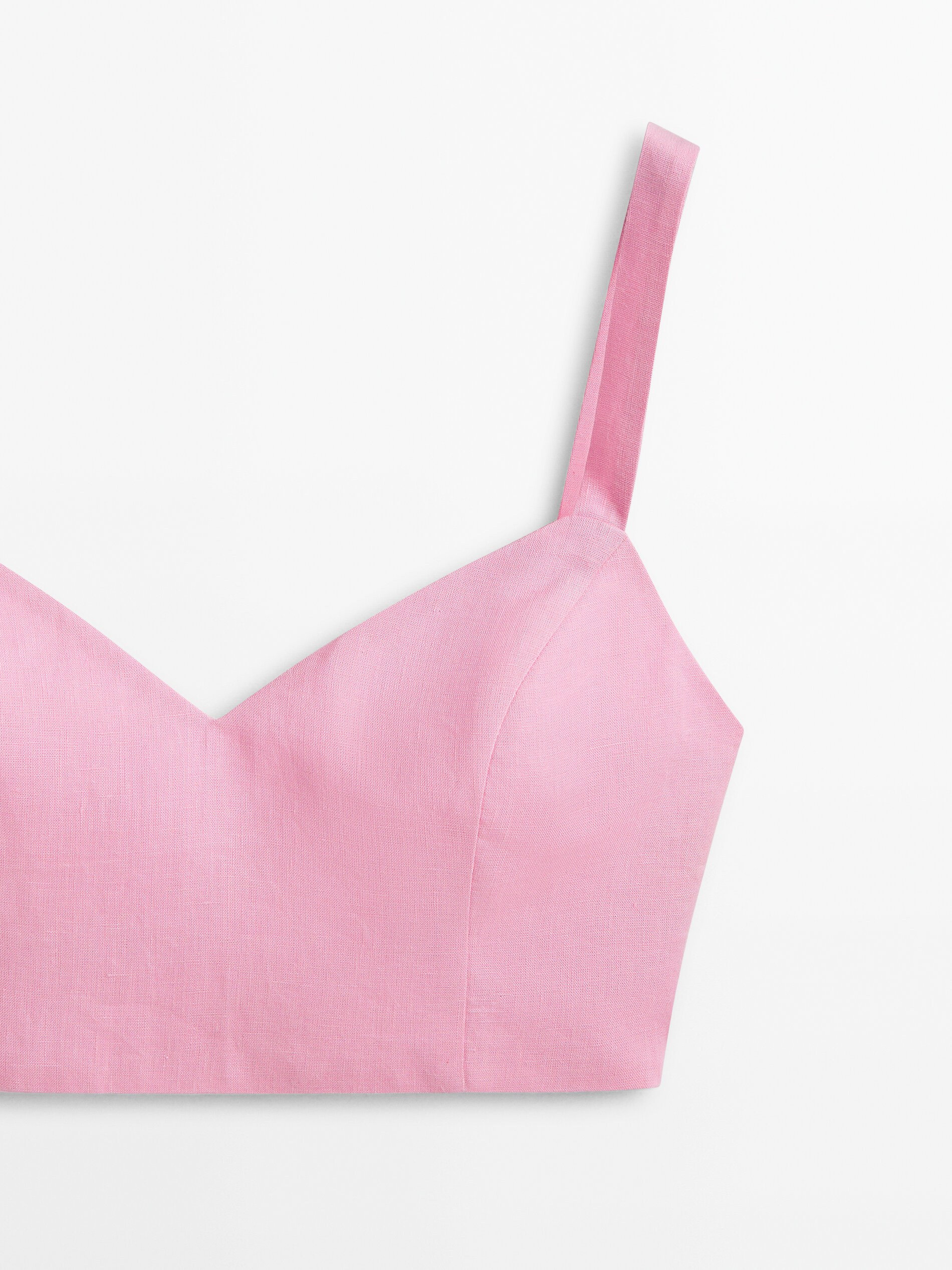 Top crop lino tirantes -Studio - ROSA