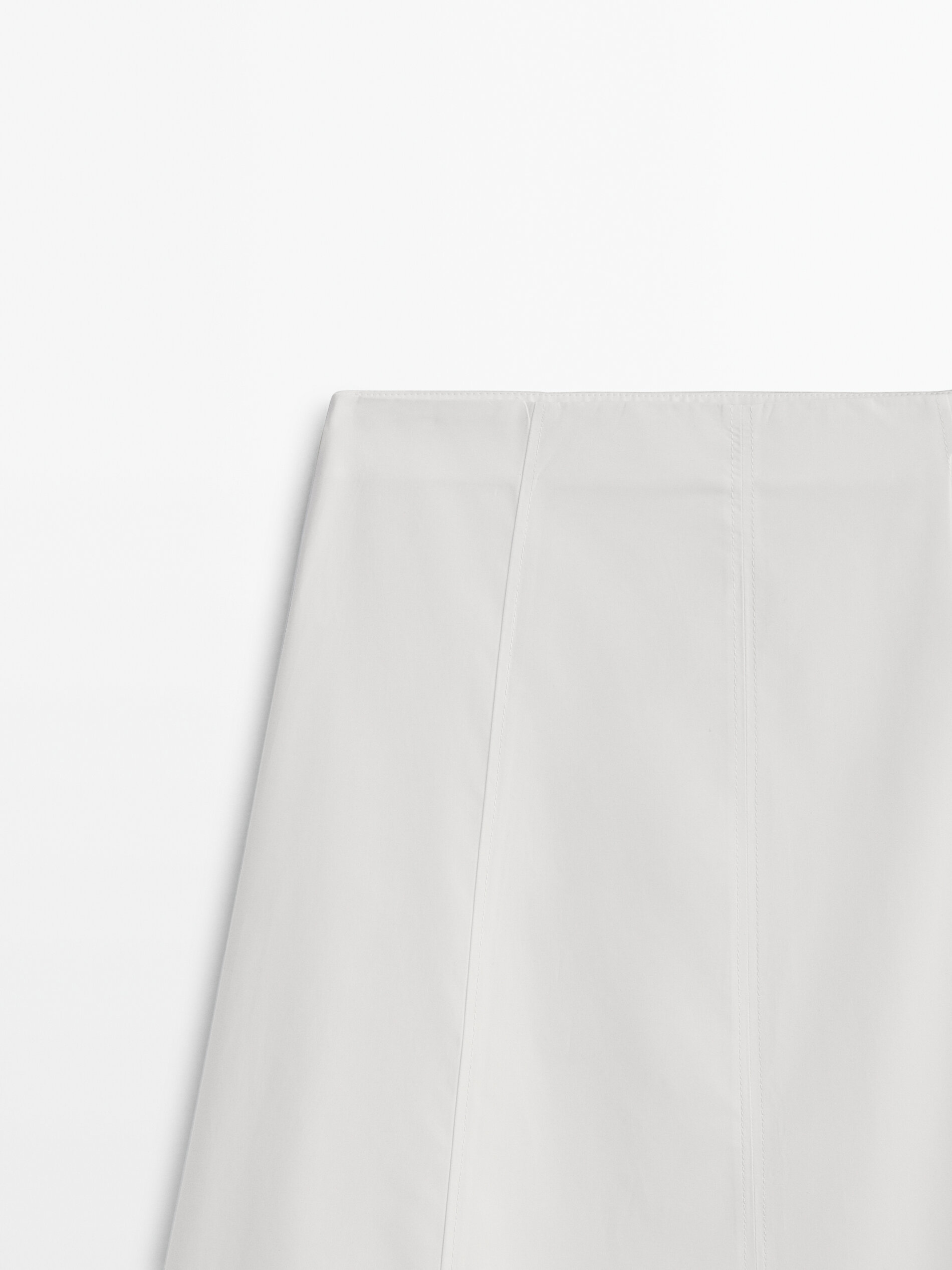 Falda midi popelín - BLANCO