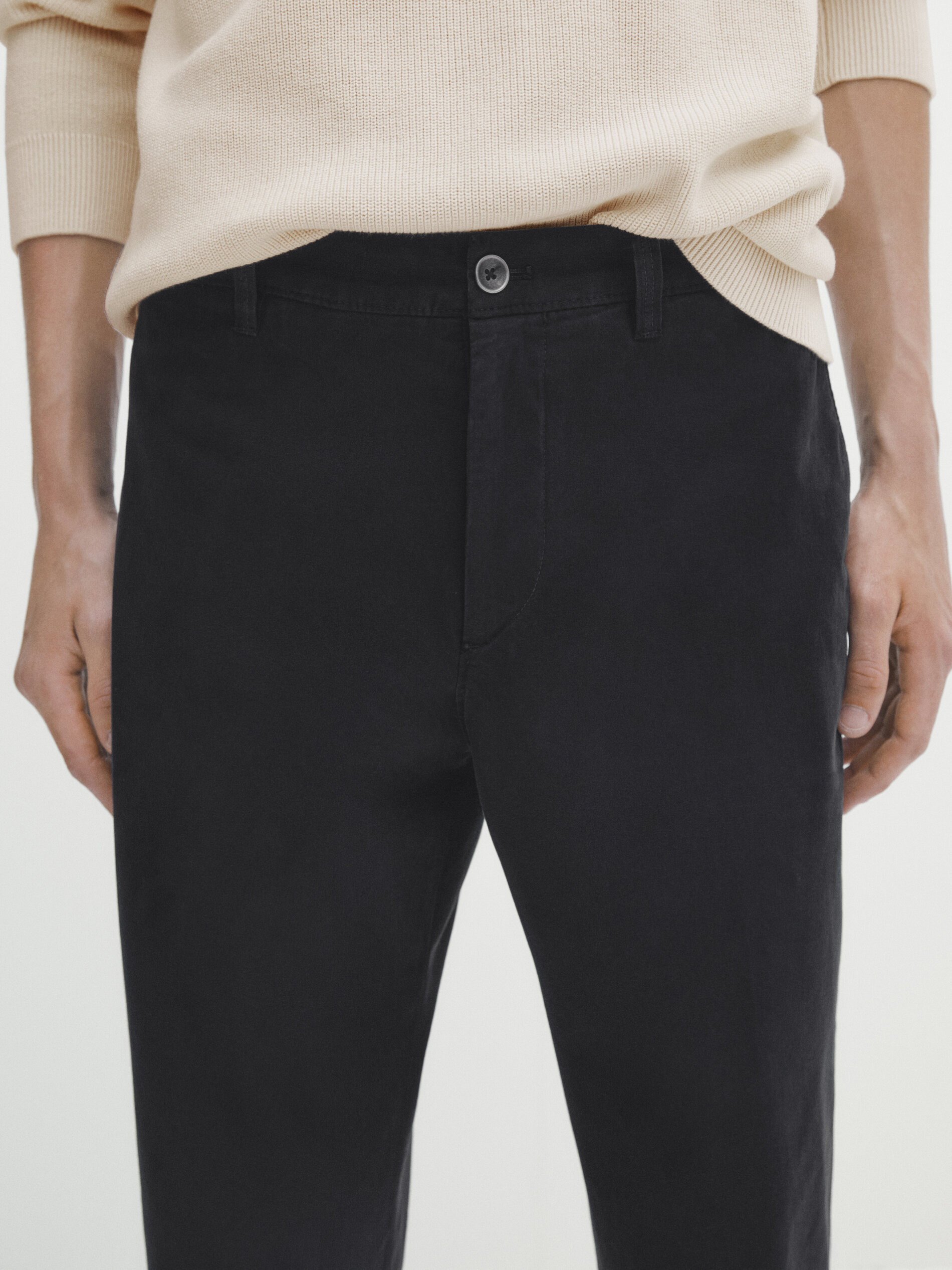 Pantalón chino mezcla algodón tapered fit - AZUL MARINO