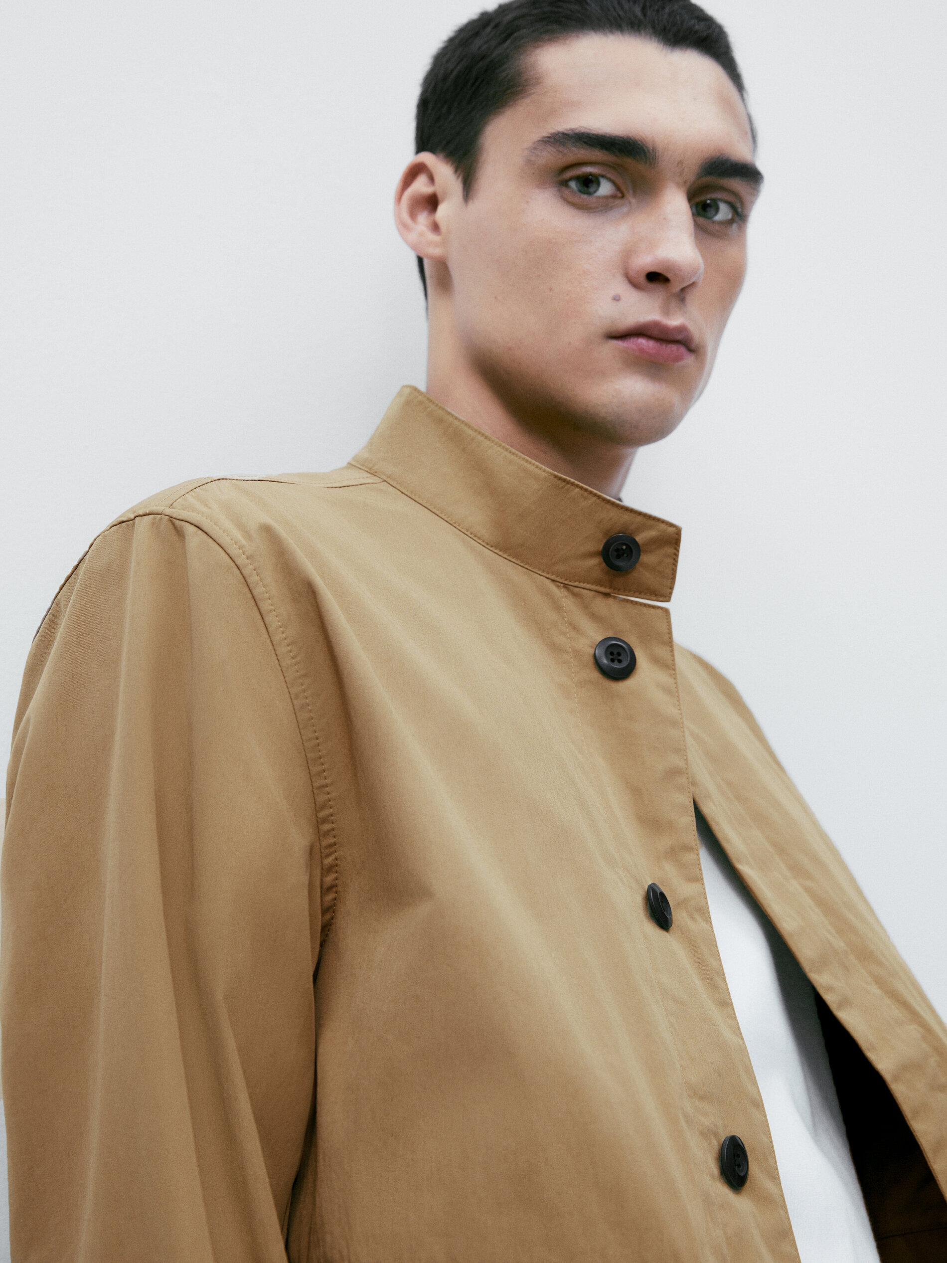 Chaqueta cuello mao mezcla algodón - TOSTADO CLARO