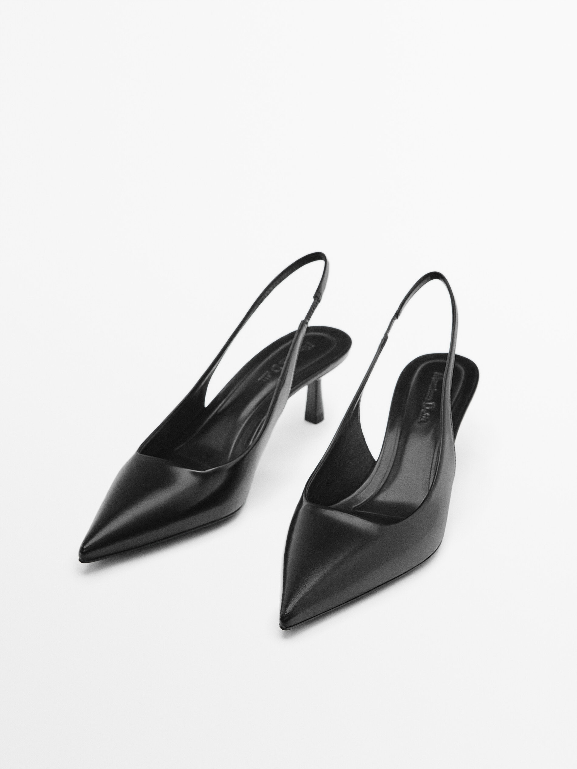 Zapato tacón piel destalonado - NEGRO